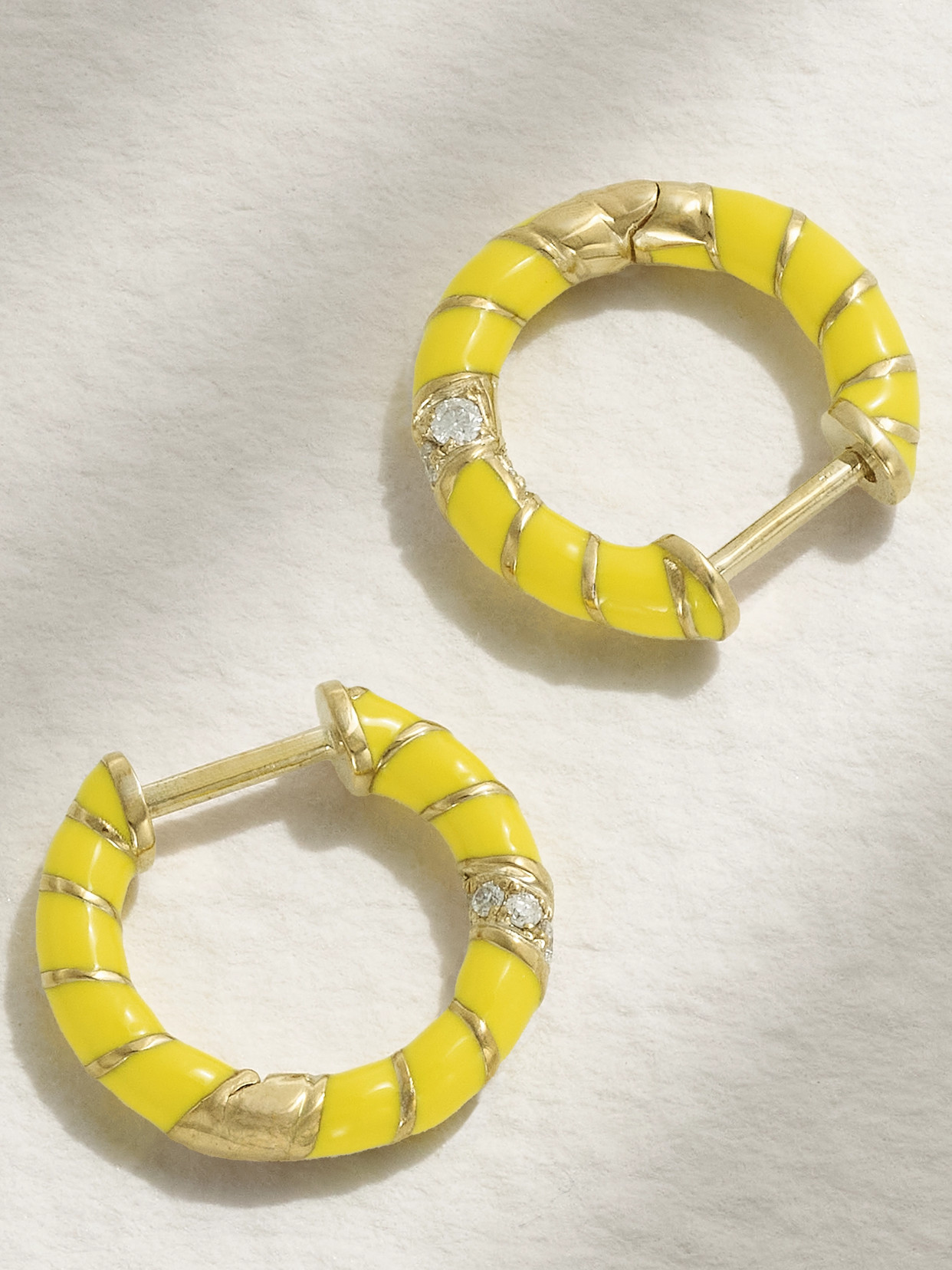 Yvonne Léon 9-karat Gold, Enamel And Diamond Hoop Earrings In Gold