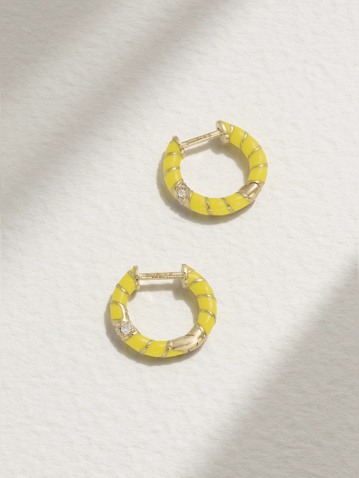 Yvonne Léon 9-karat Gold, Enamel And Diamond Hoop Earrings