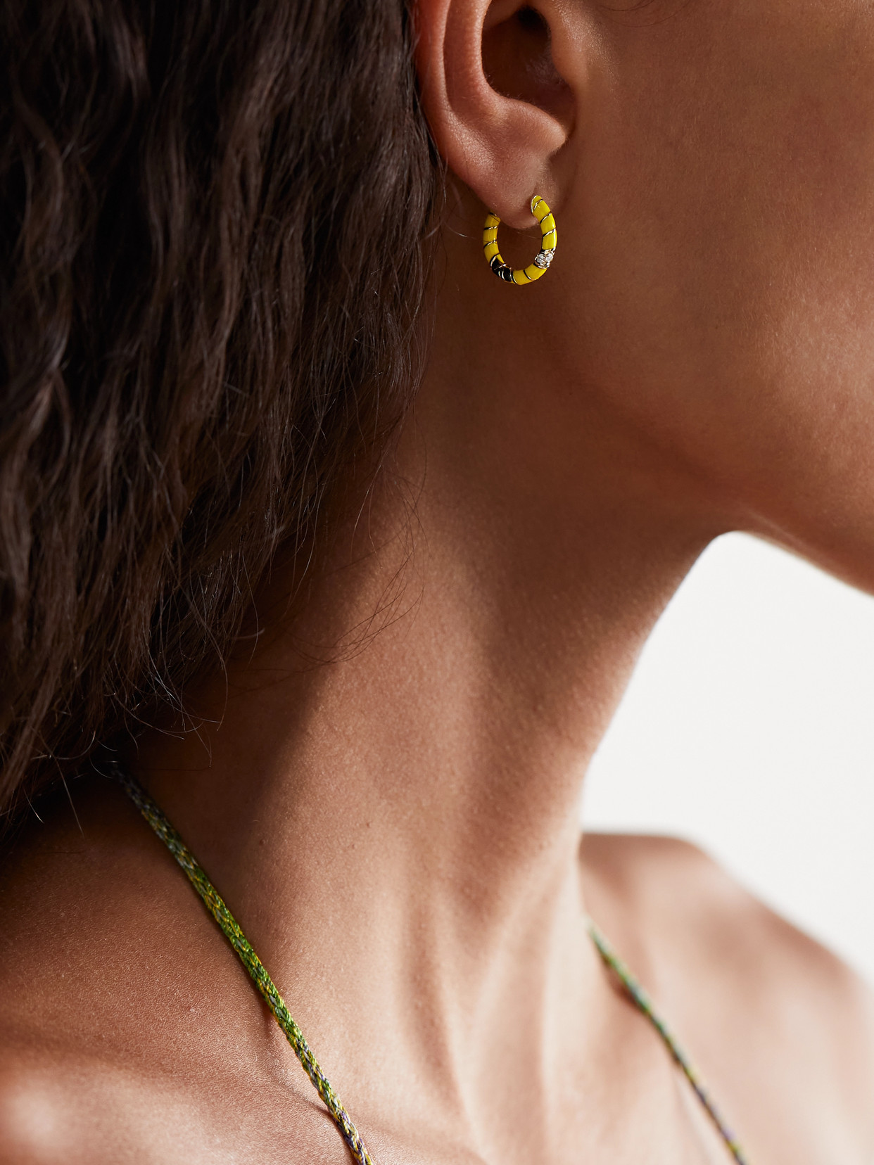 Yvonne Léon 9-karat Gold, Enamel And Diamond Hoop Earrings In Gold