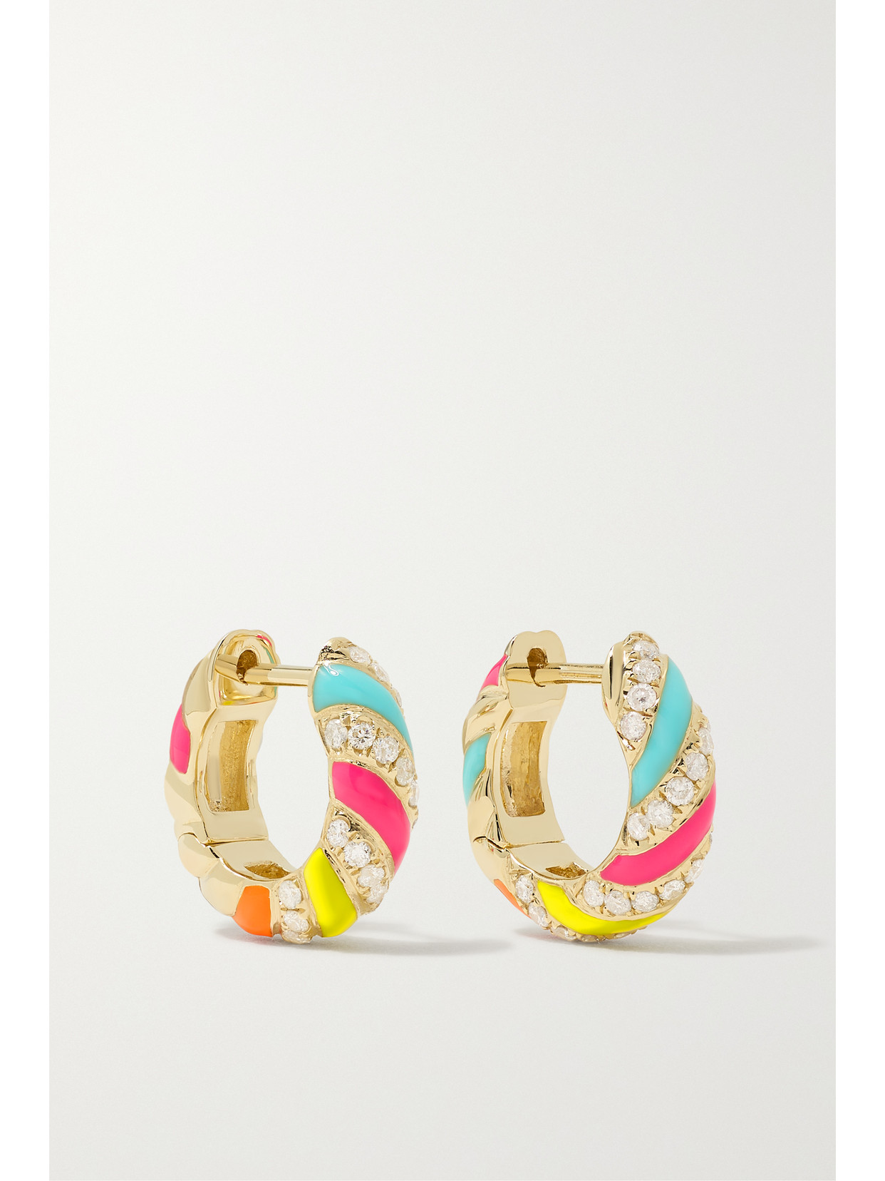 Yvonne Léon 9-karat , Enamel And Diamond Hoop Earrings