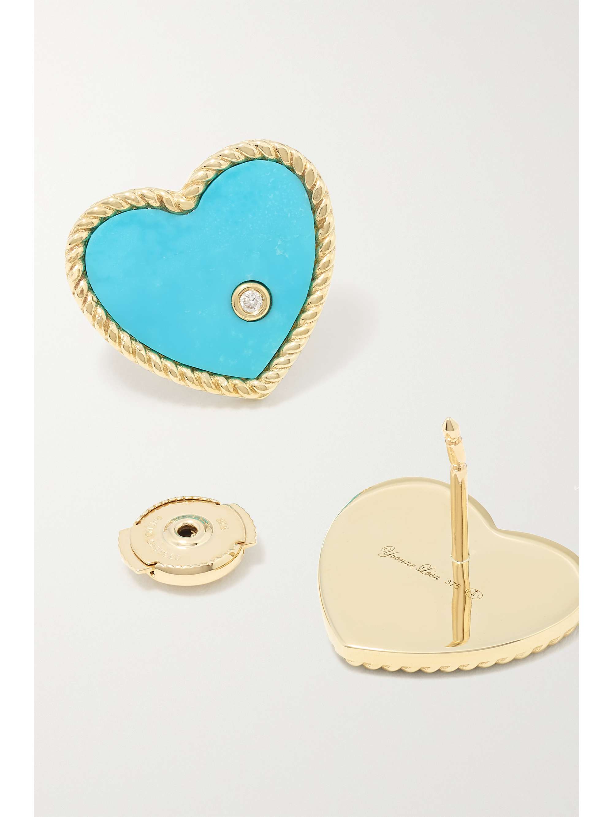 YVONNE LÉON 9-karat gold, mother-of-pearl and diamond earrings