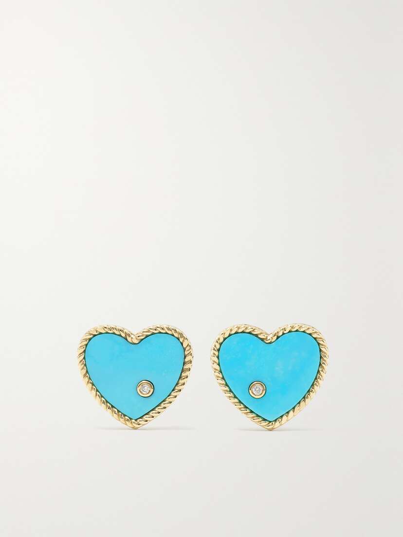 Yvonne Léon 9-karat Gold, Turquoise And Diamond Earrings