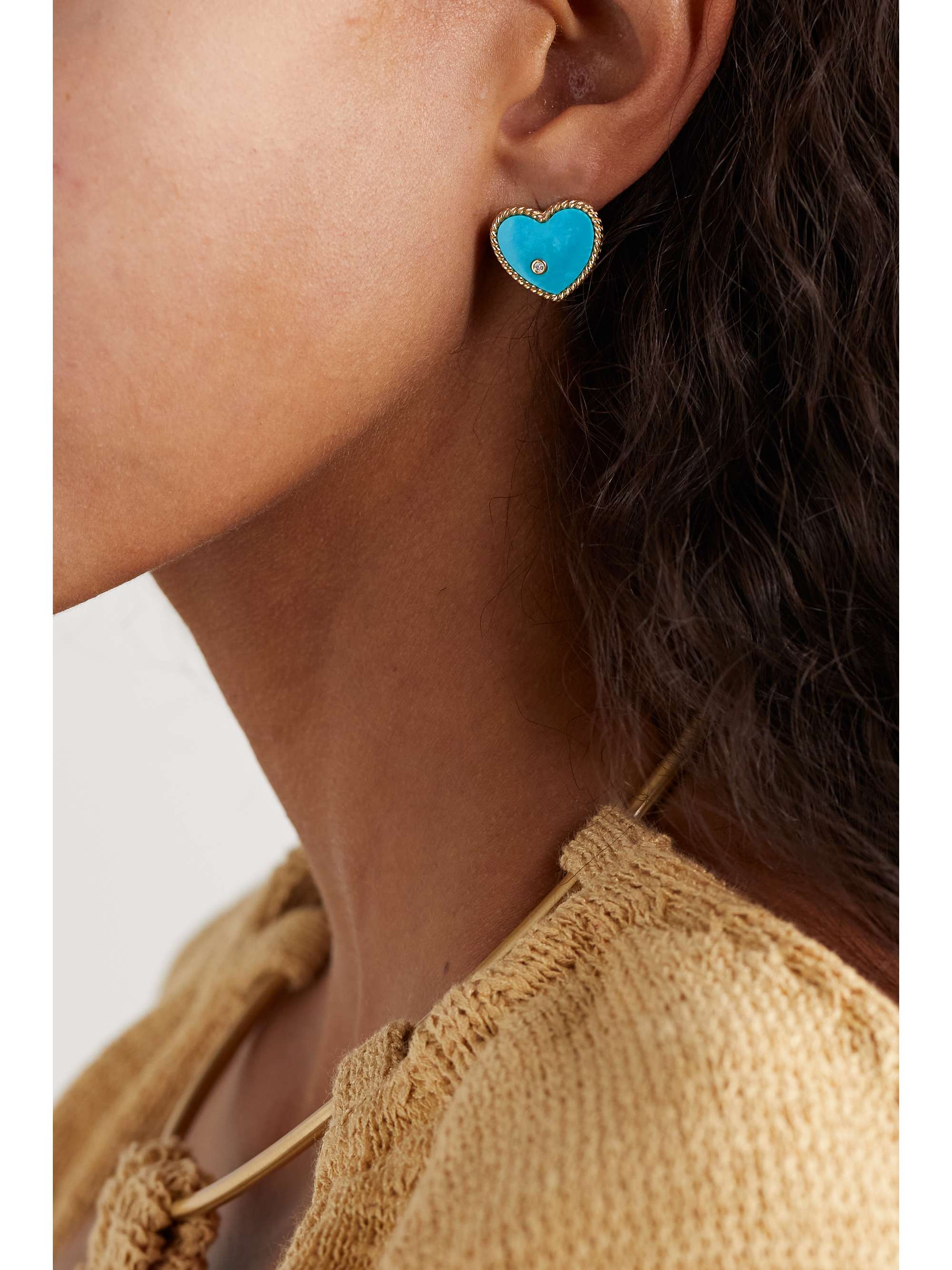 YVONNE LÉON 9-karat gold, mother-of-pearl and diamond earrings