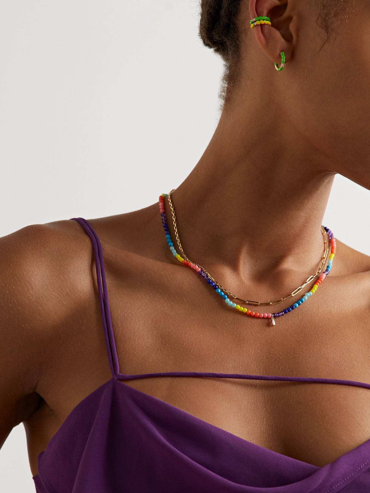 Yvonne Léon 9-karat Gold Multi-stone Necklace In Yellow