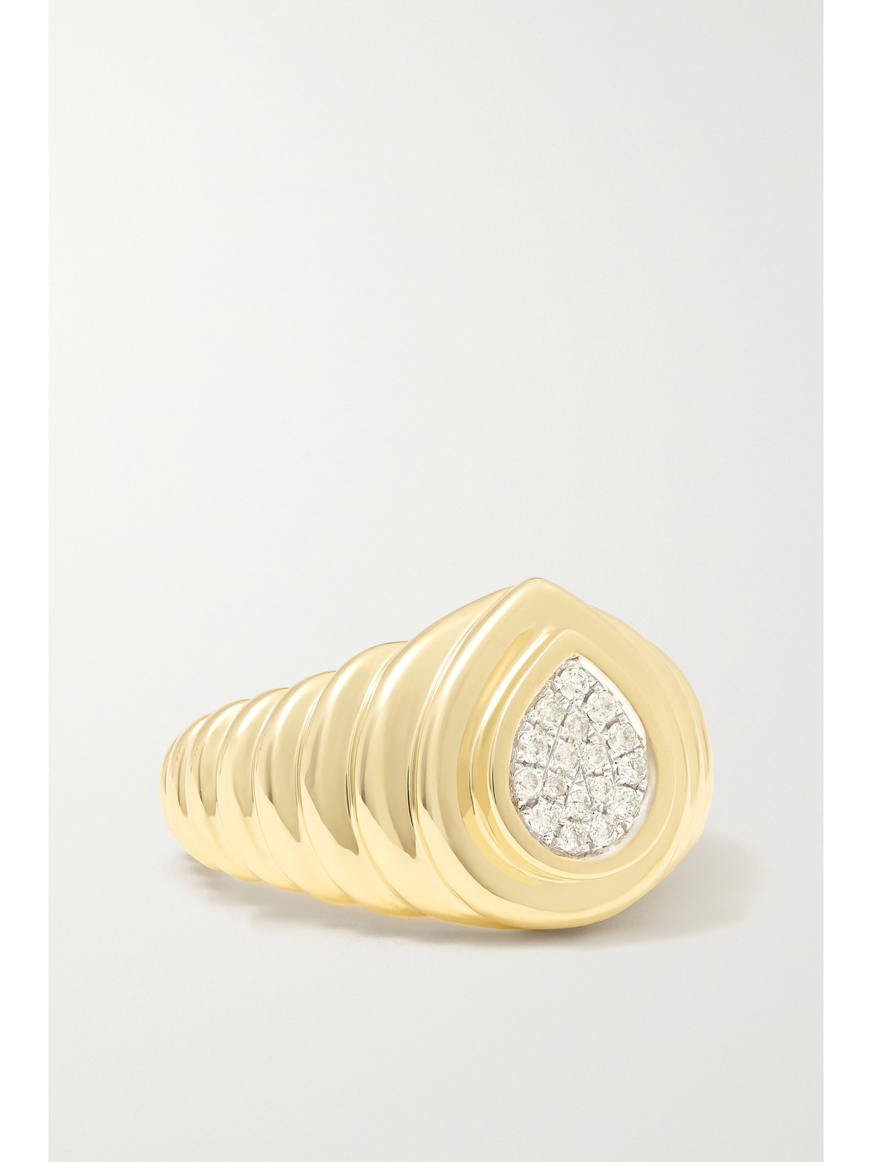 Yvonne Léon - Mini 9-karat Gold Diamond Signet Ring - 5