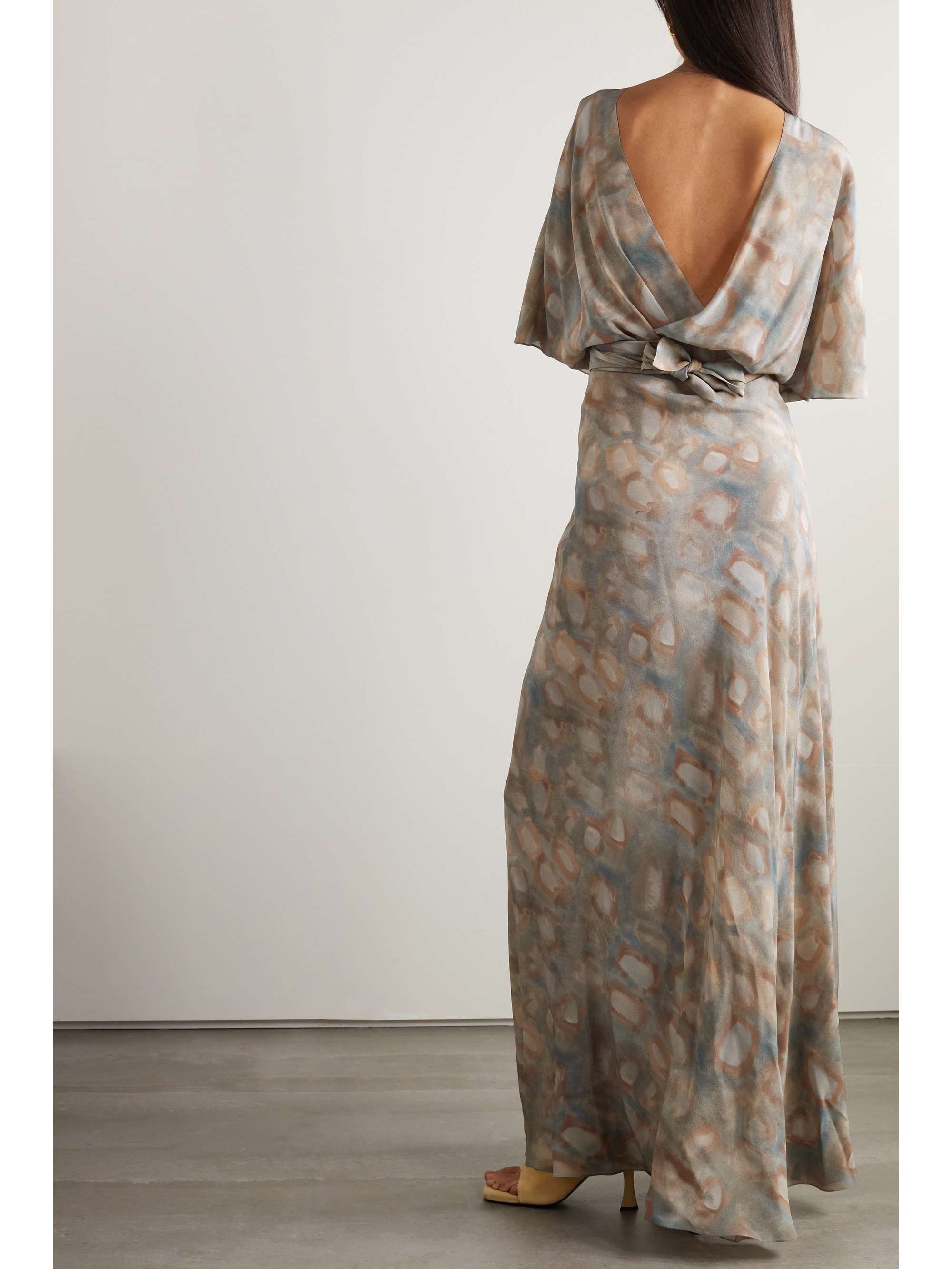 CORTANA + NET SUSTAIN Martina open-back cupro-satin maxi wrap dress