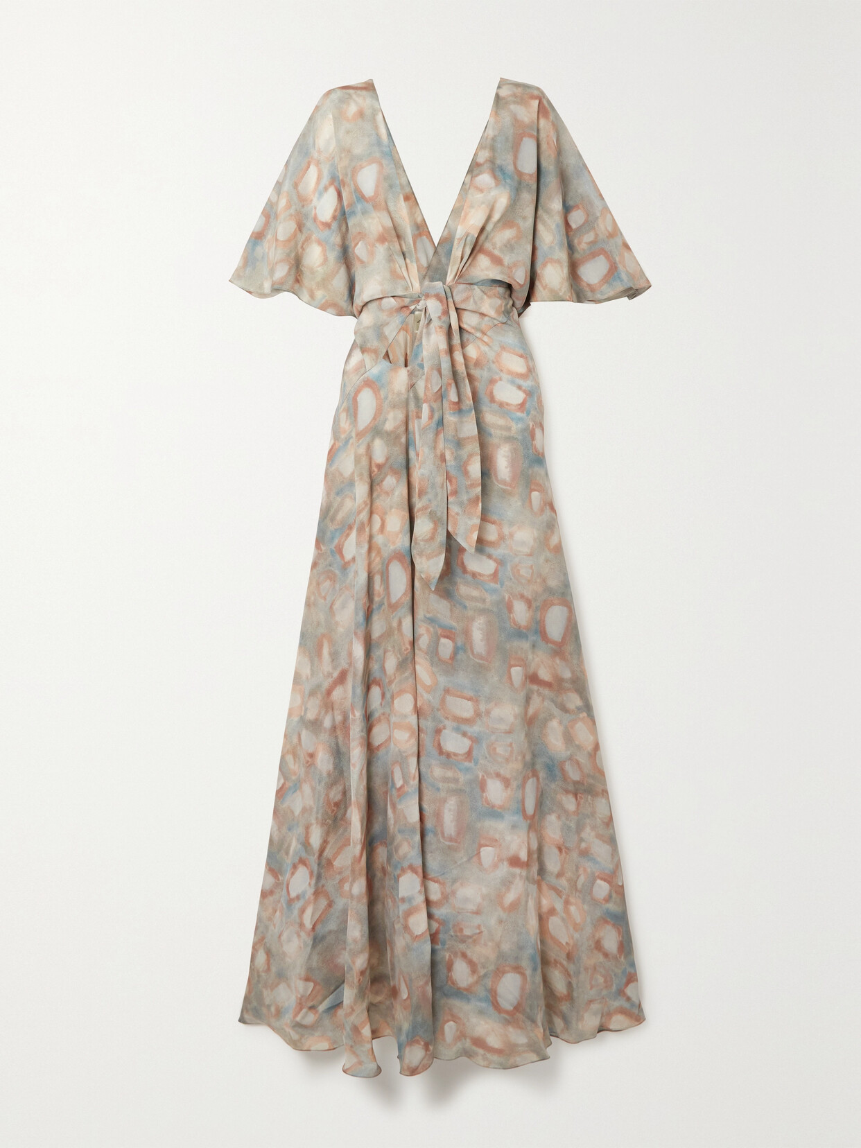 Cortana Martina Draped Printed Silk-crepe Maxi Wrap Dress - Blue