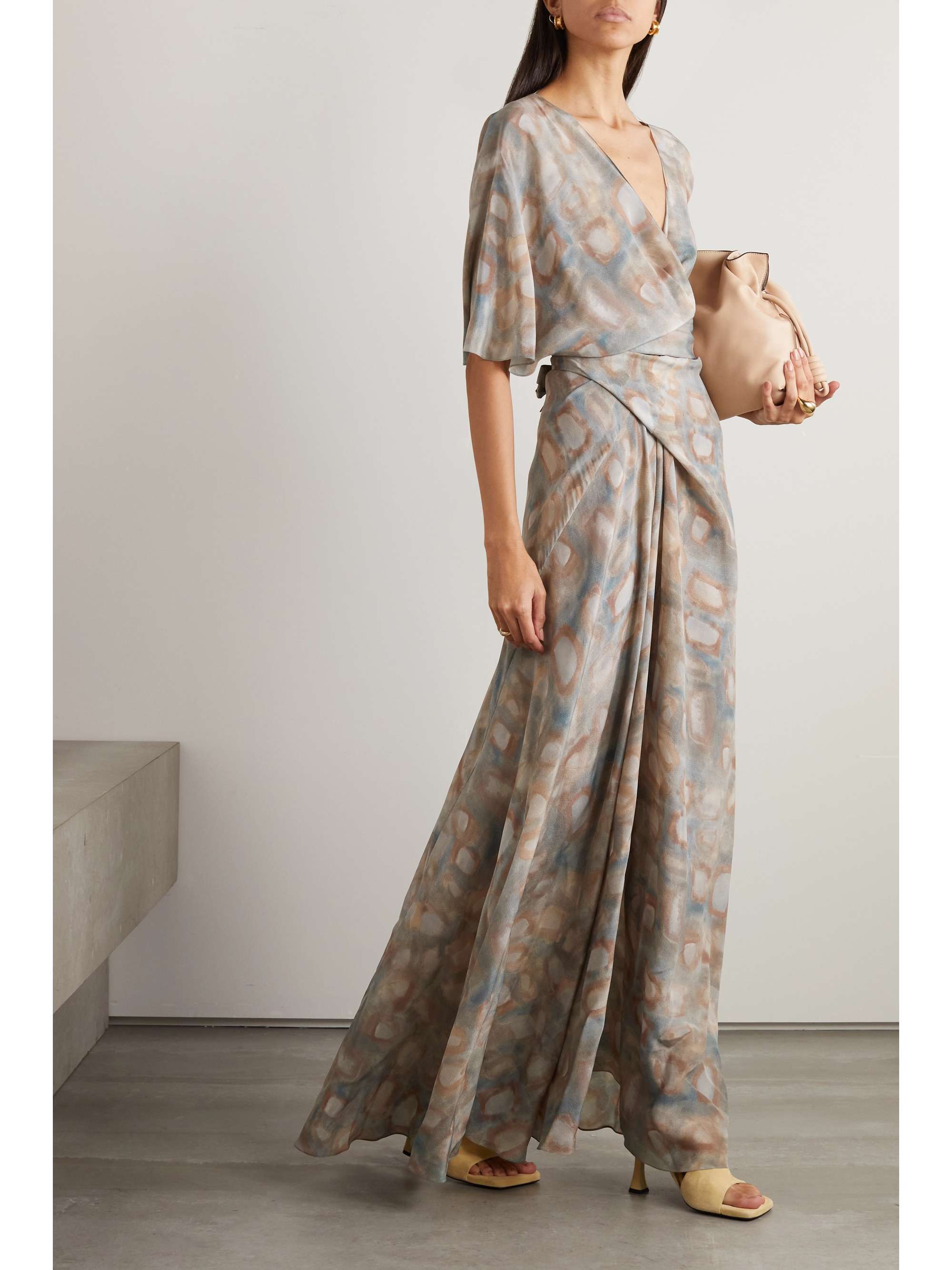 CORTANA + NET SUSTAIN Martina open-back cupro-satin maxi wrap dress