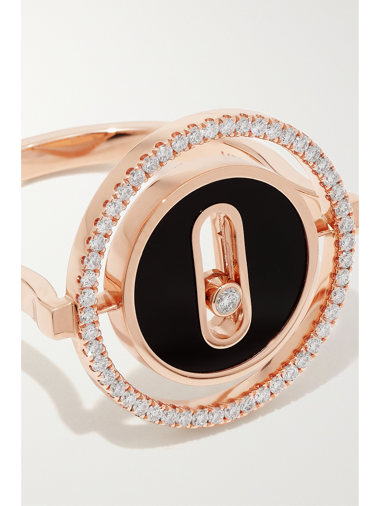 Shop Messika Lucky Move 18-karat Rose Gold, Onyx And Diamond Ring