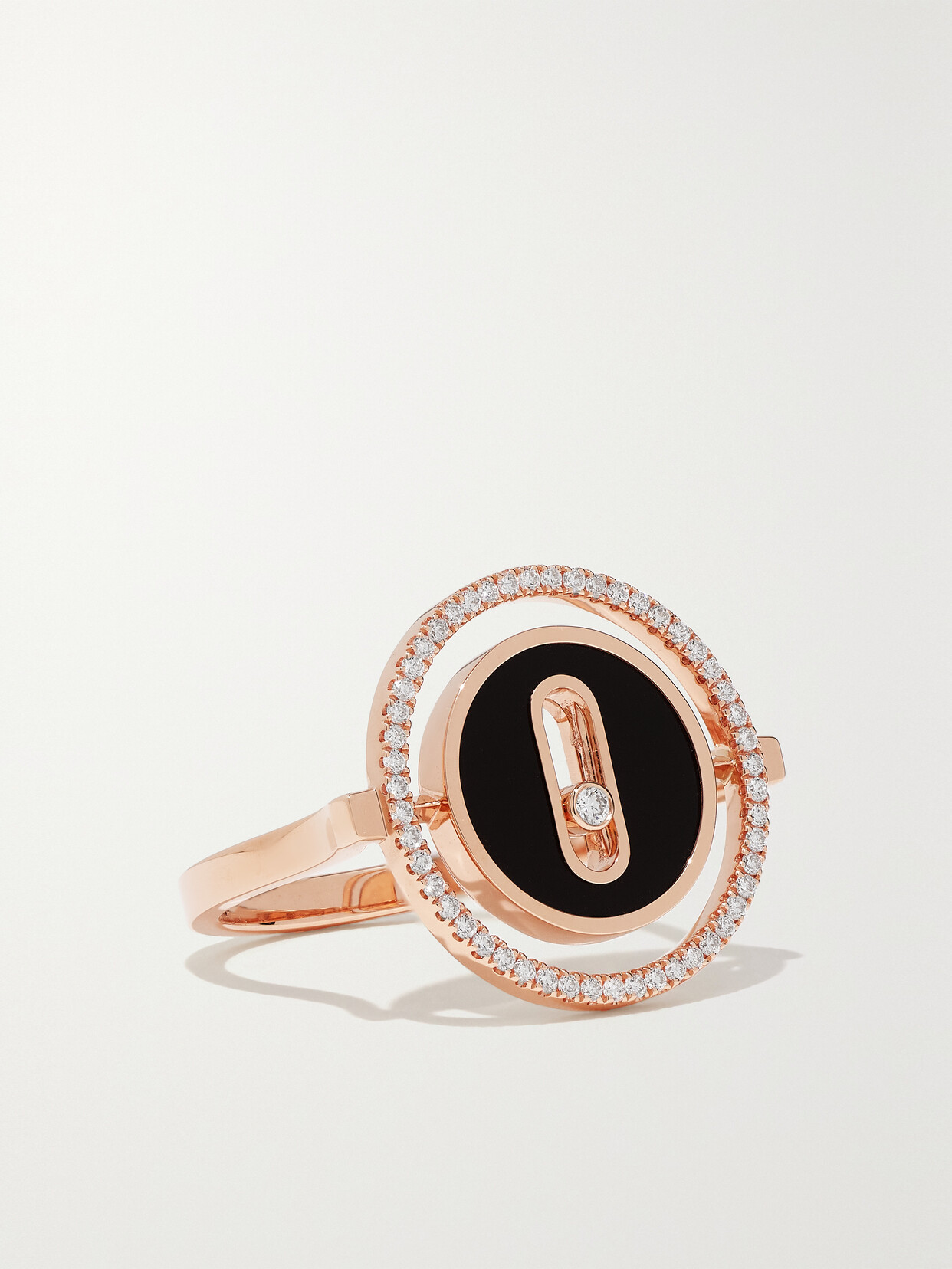 Shop Messika Lucky Move 18-karat Rose Gold, Onyx And Diamond Ring