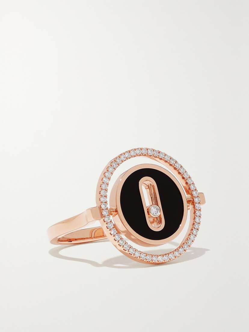 Messika Lucky Move 18-karat Rose Gold, Onyx And Diamond Ring