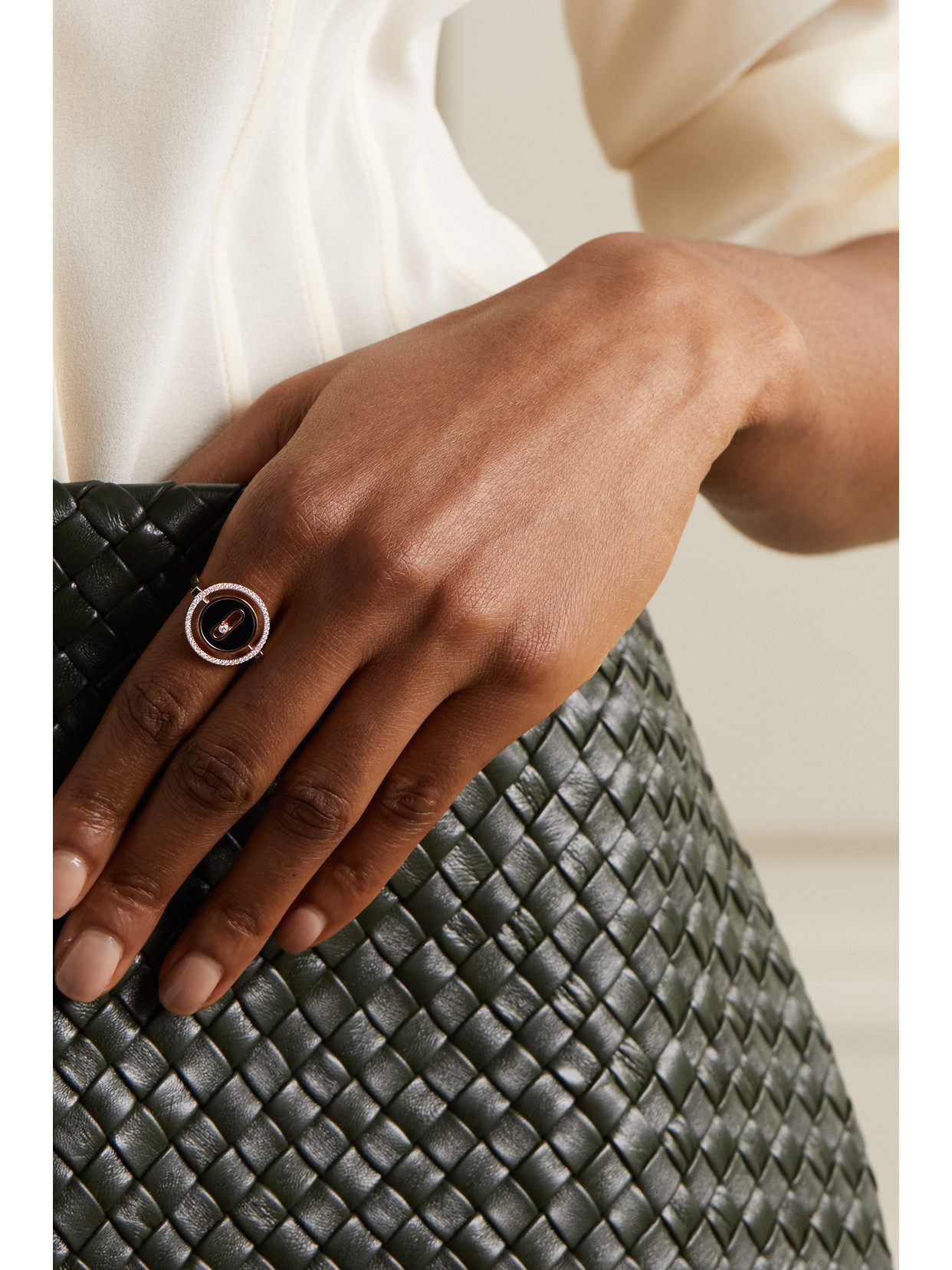 Shop Messika Lucky Move 18-karat Rose Gold, Onyx And Diamond Ring