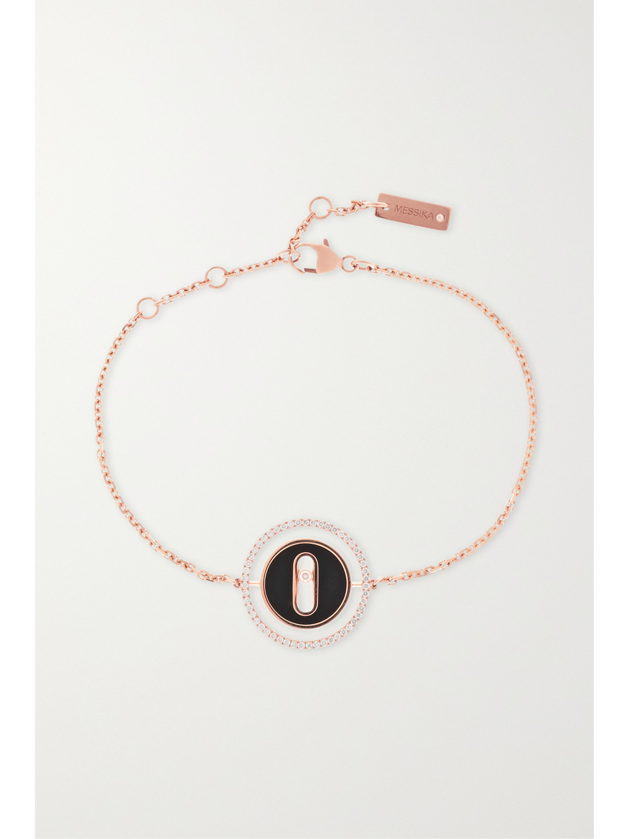 Shop Messika Lucky Move 18-karat Rose Gold, Onyx And Diamond Bracelet