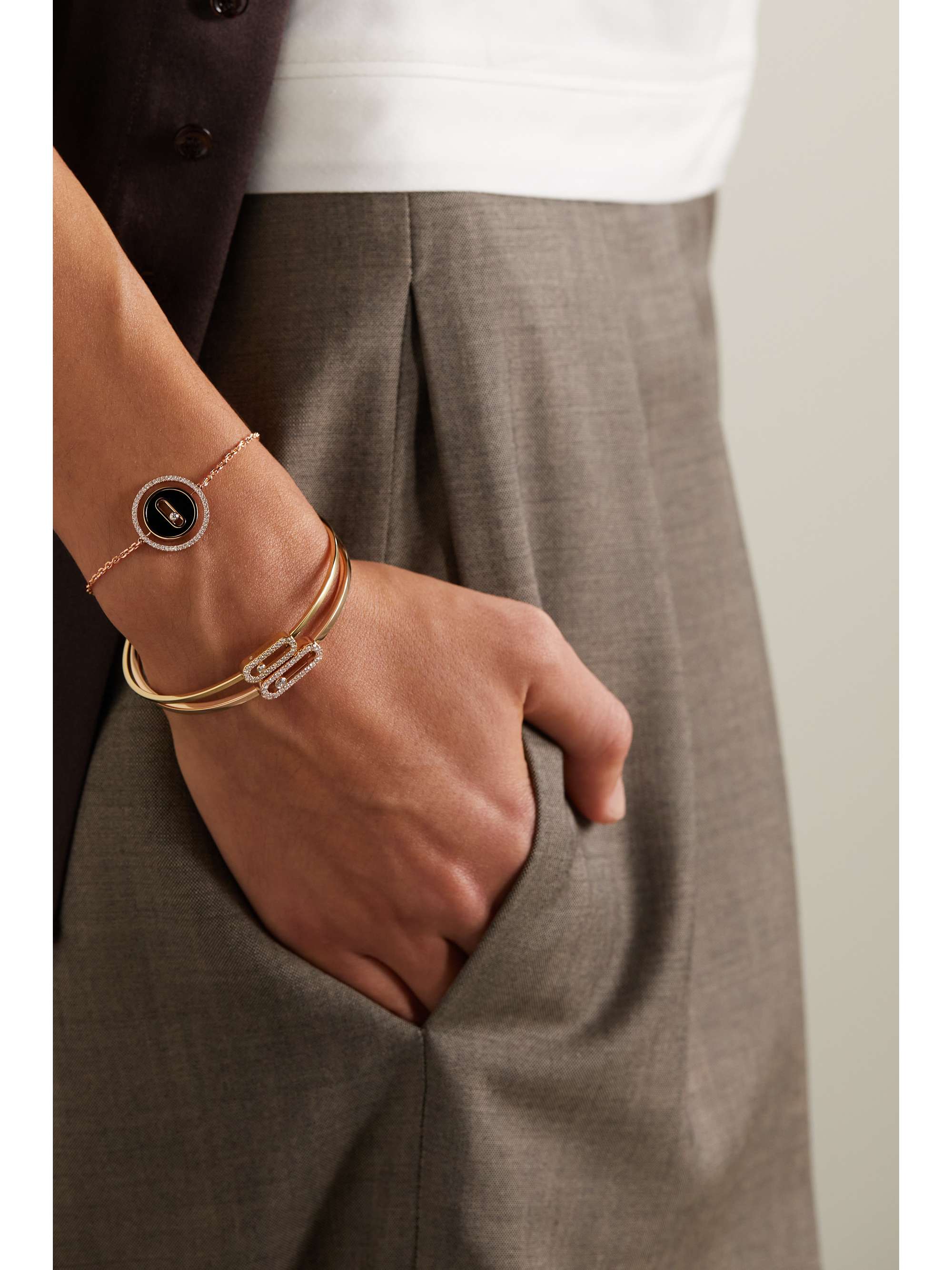 MESSIKA Lucky Move 18-karat rose gold, onyx and diamond bracelet