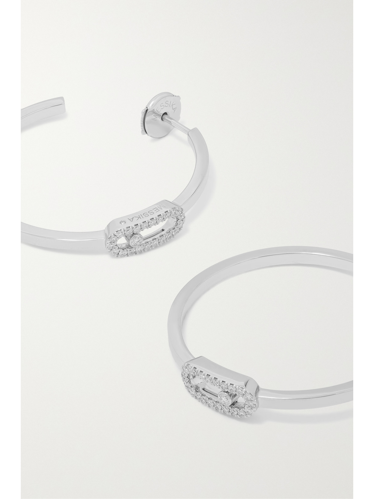 Shop Messika Move Uno Small 18-karat White Gold Diamond Hoop Earrings