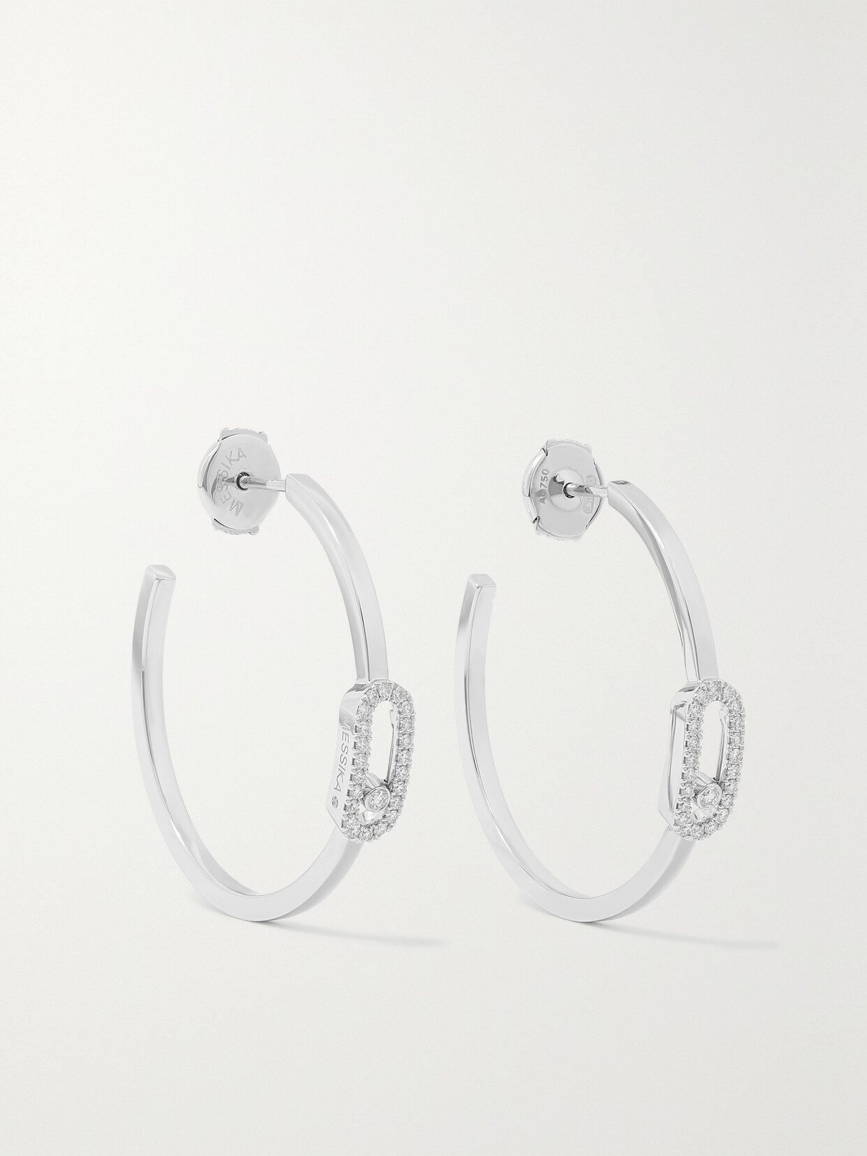 Messika Move Uno Small 18-karat White Gold Diamond Hoop Earrings In Silver