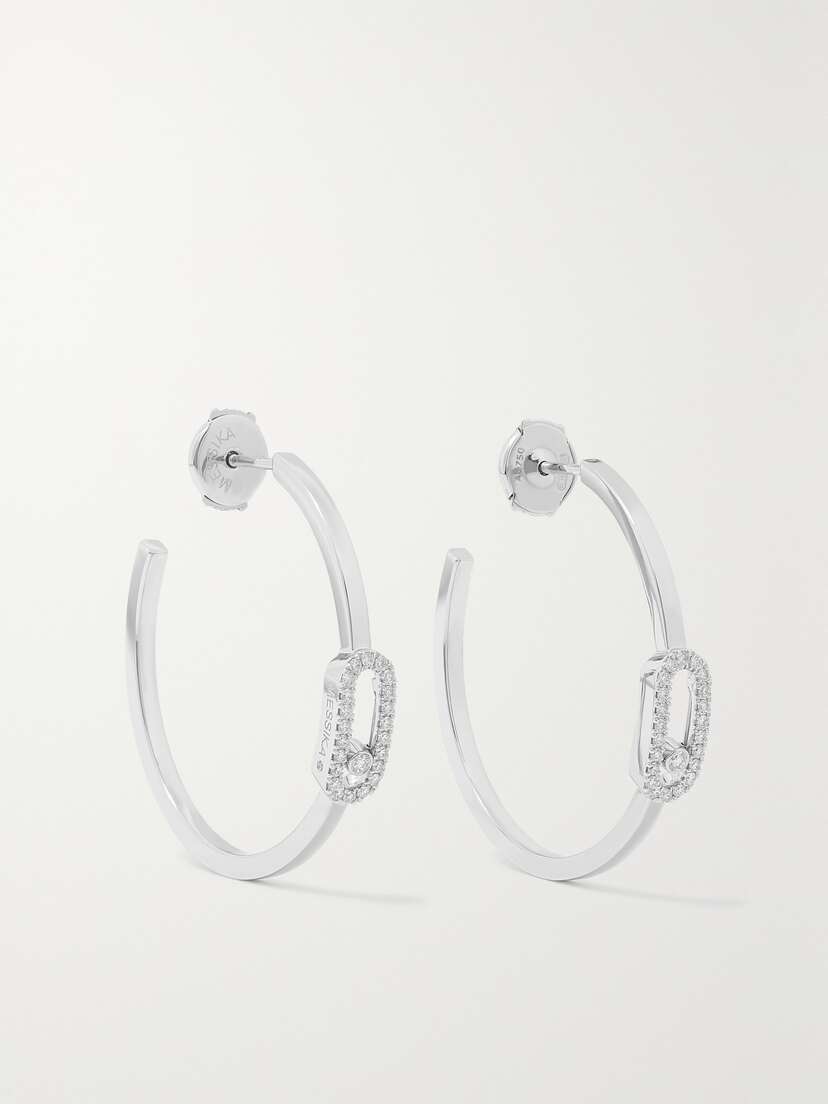 Messika Move Uno Small 18-karat White Gold Diamond Hoop Earrings