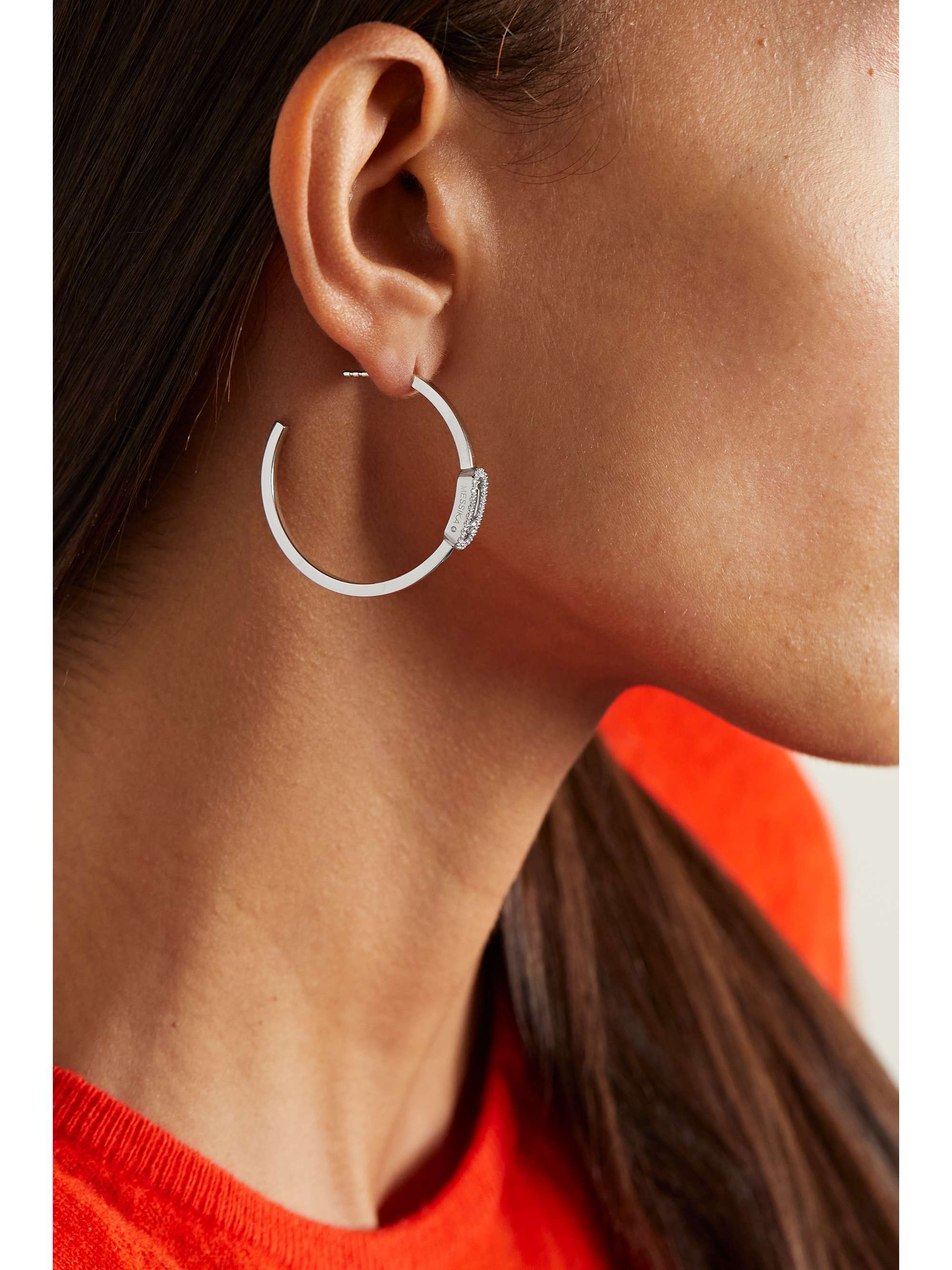 MESSIKA Move Uno Small 18-karat white gold diamond hoop earrings