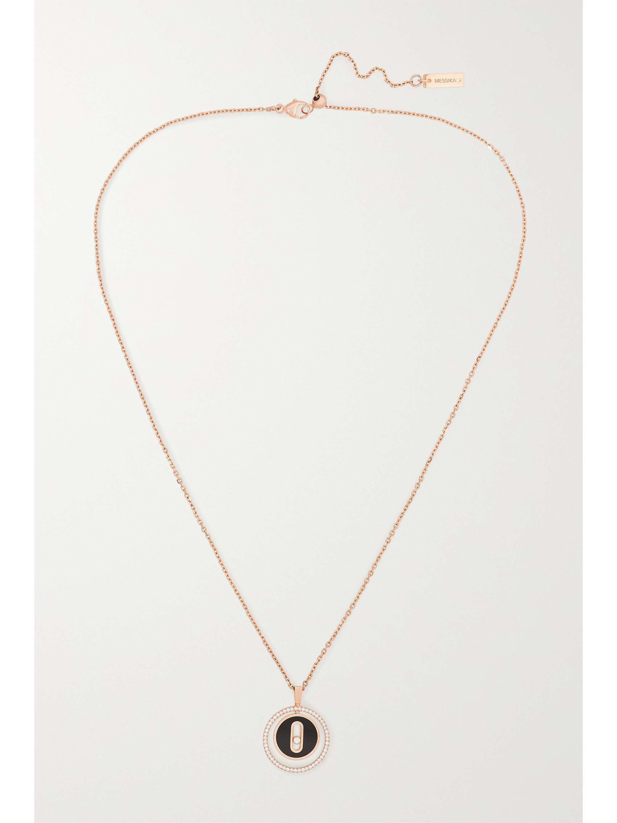 MESSIKA Lucky Move 18-karat rose gold, onyx and diamond necklace