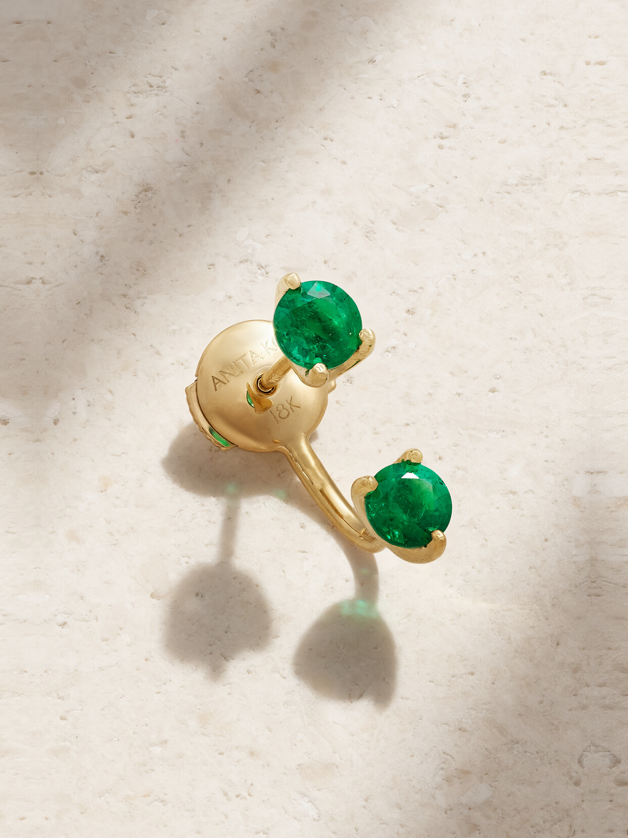 Anita Ko - Large Orbit 18-karat Gold Emerald Single Earring - Green