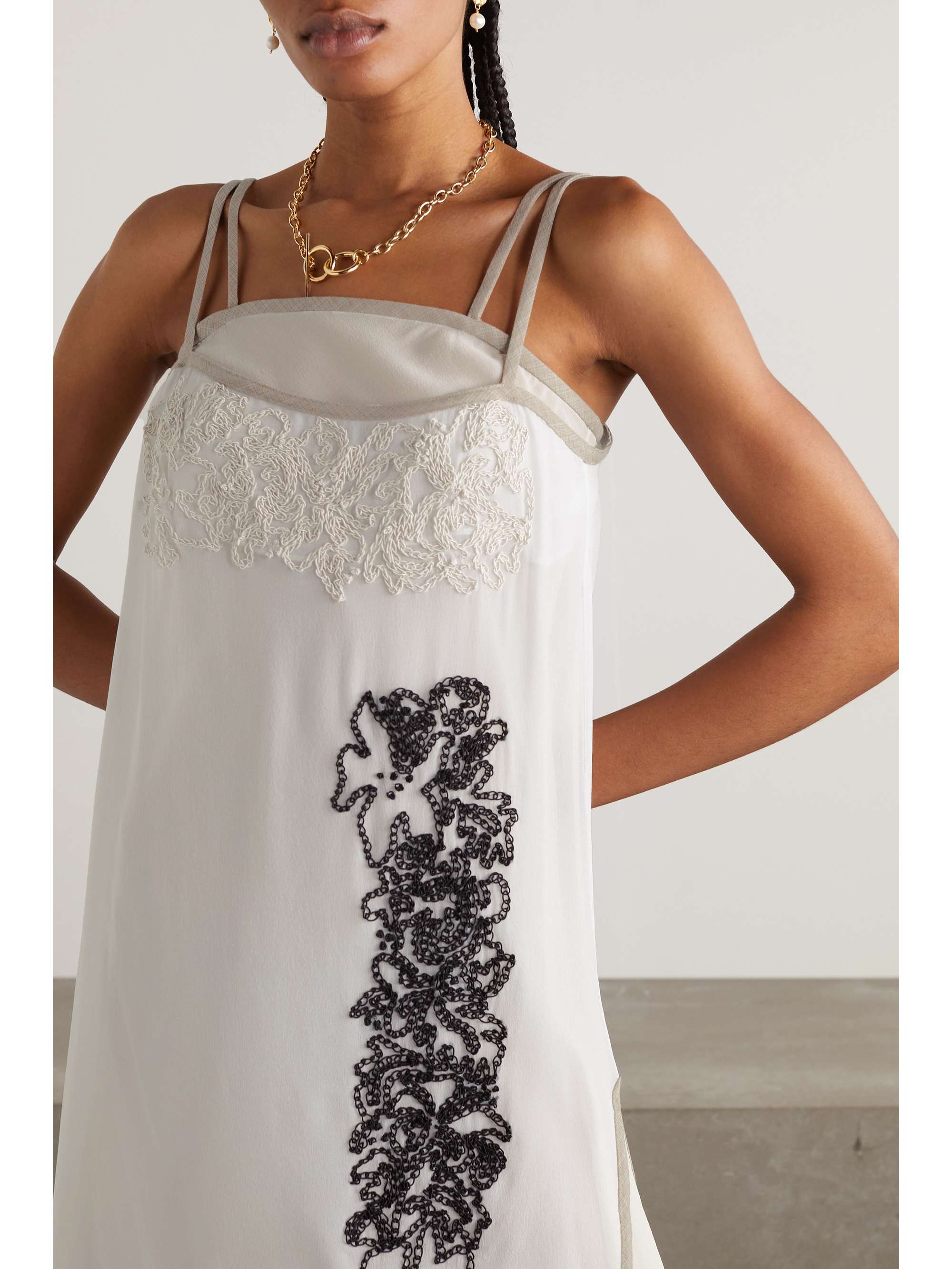 CHRISTOPHER ESBER Embroidered silk-crepe mini dress