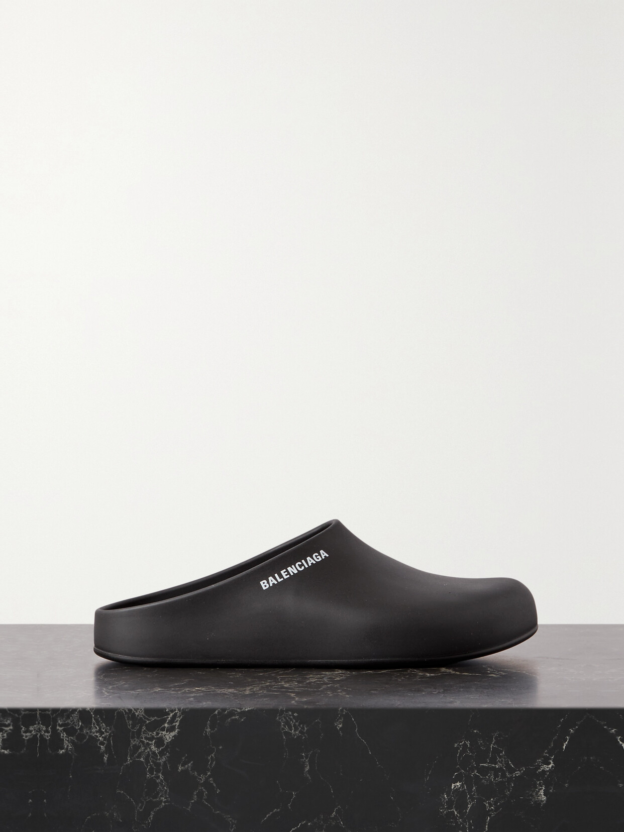 Balenciaga Pool Closed Logo-printed Rubber Slides - Black