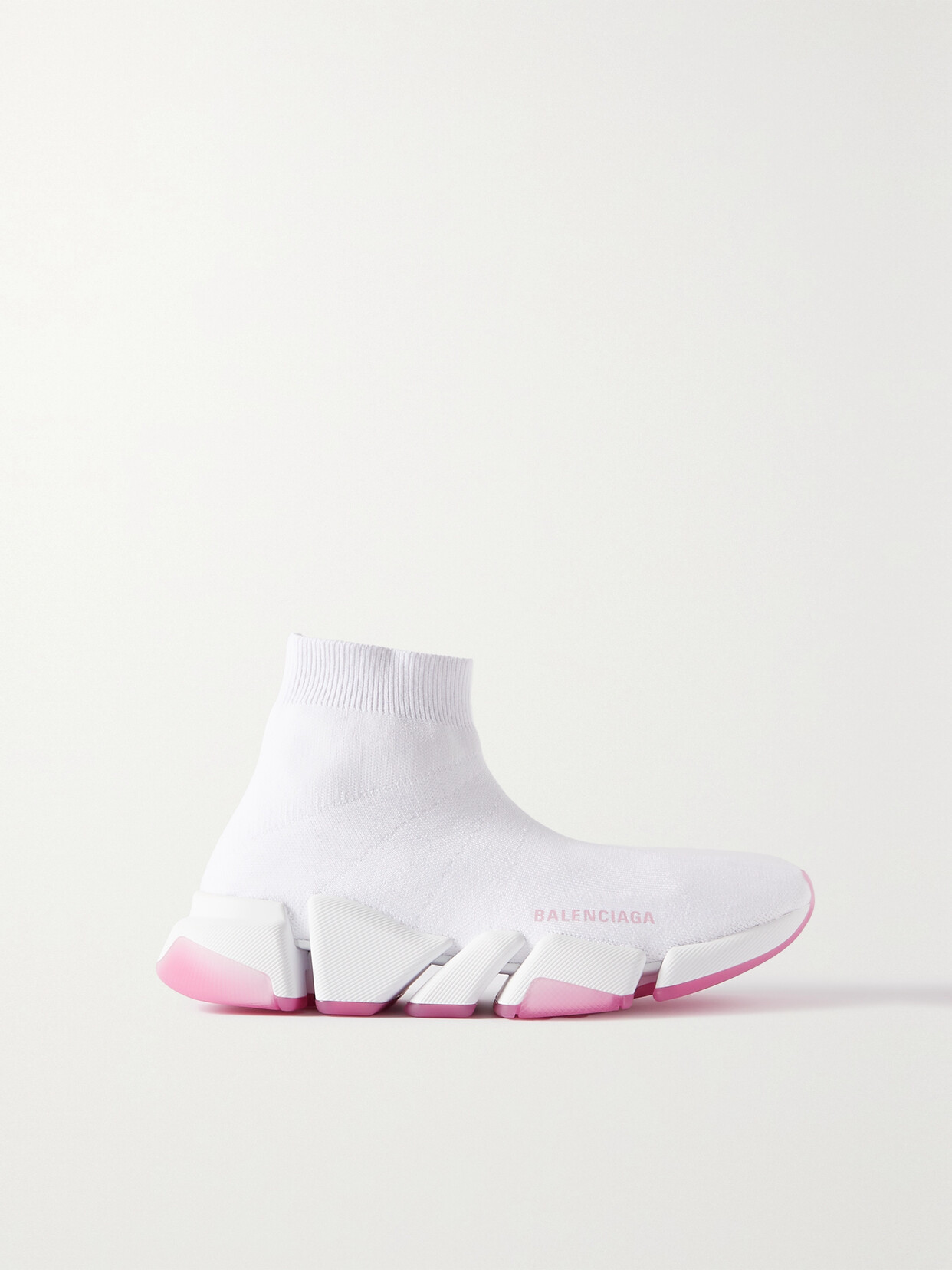 Balenciaga - Speed 2.0 Logo-print Stretch-knit High-top Sneakers - White