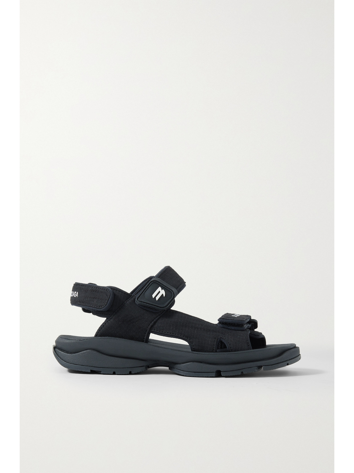 Balenciaga Logo-embroidered Ripstop Sandals - Black
