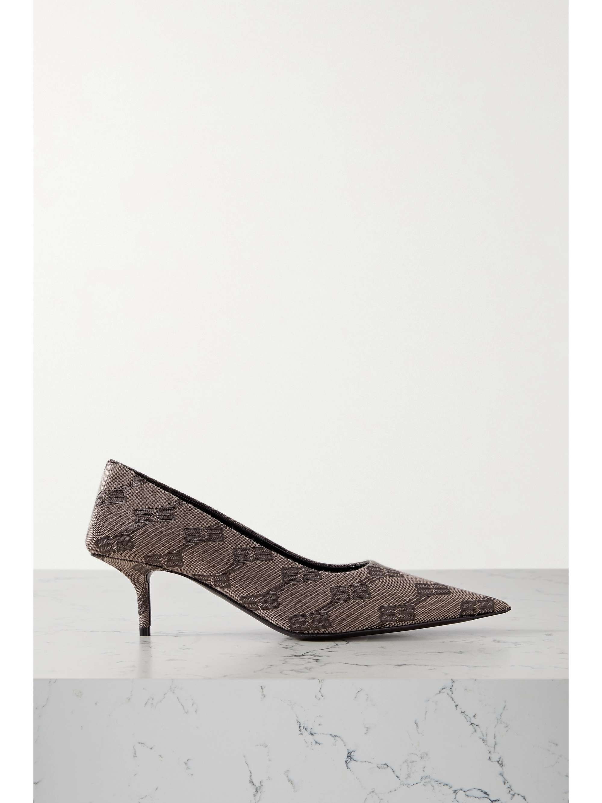 Square Knife logo-jacquard canvas pumps