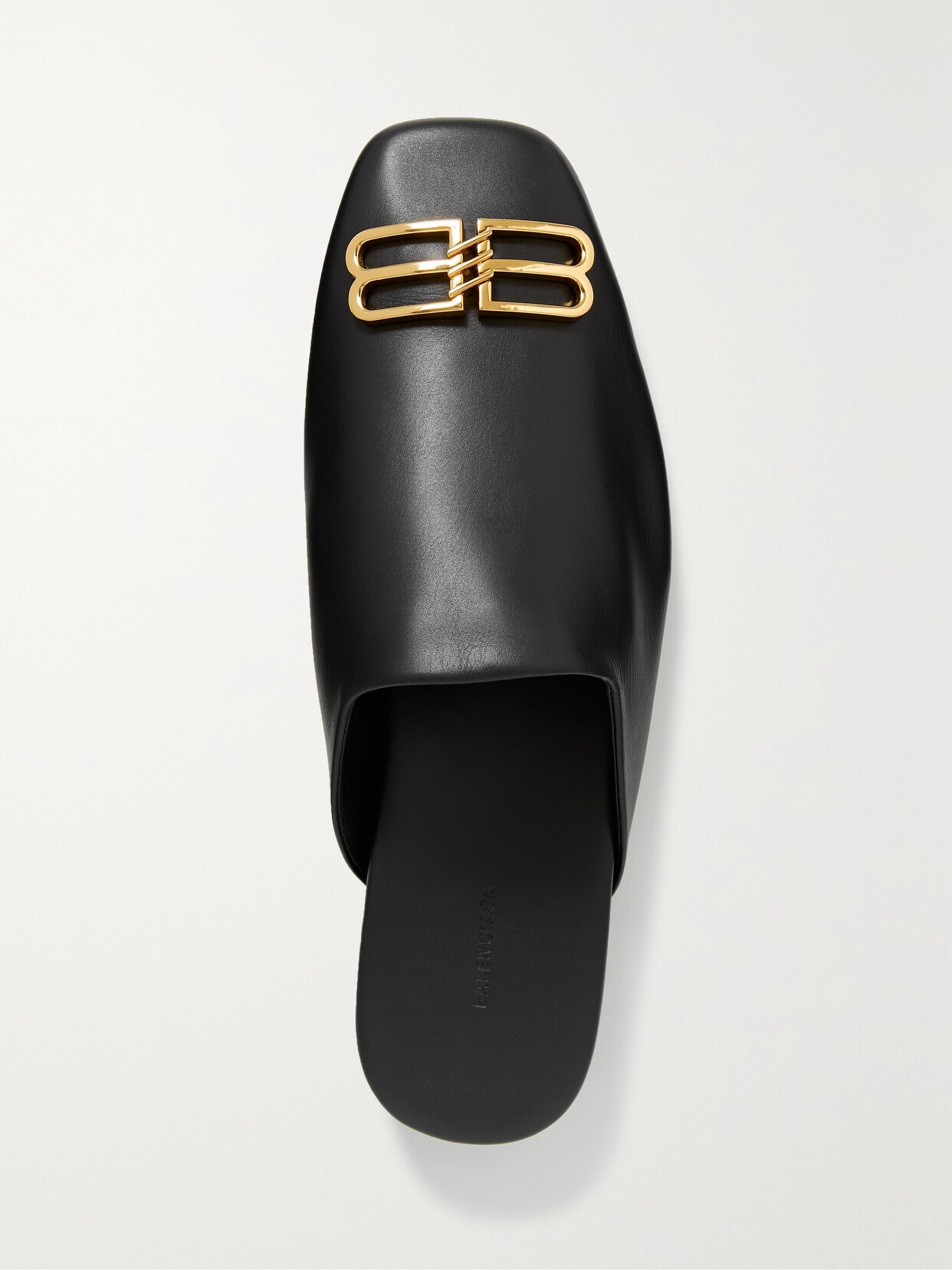 Balenciaga Cosy Bb Logo-embellished Leather Slippers In Black