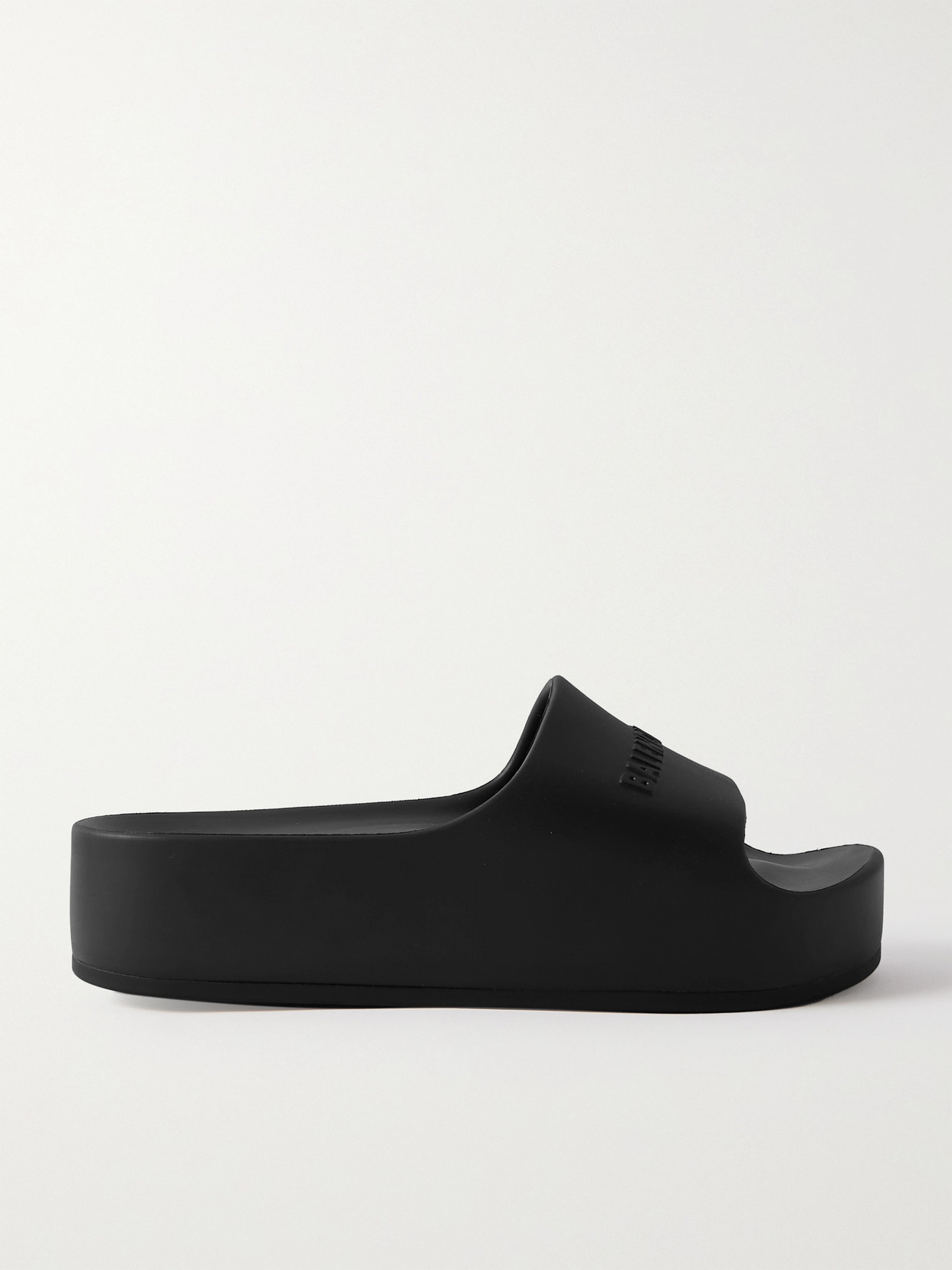 Balenciaga Mono Logo-embossed Rubber Platform Slides In Black