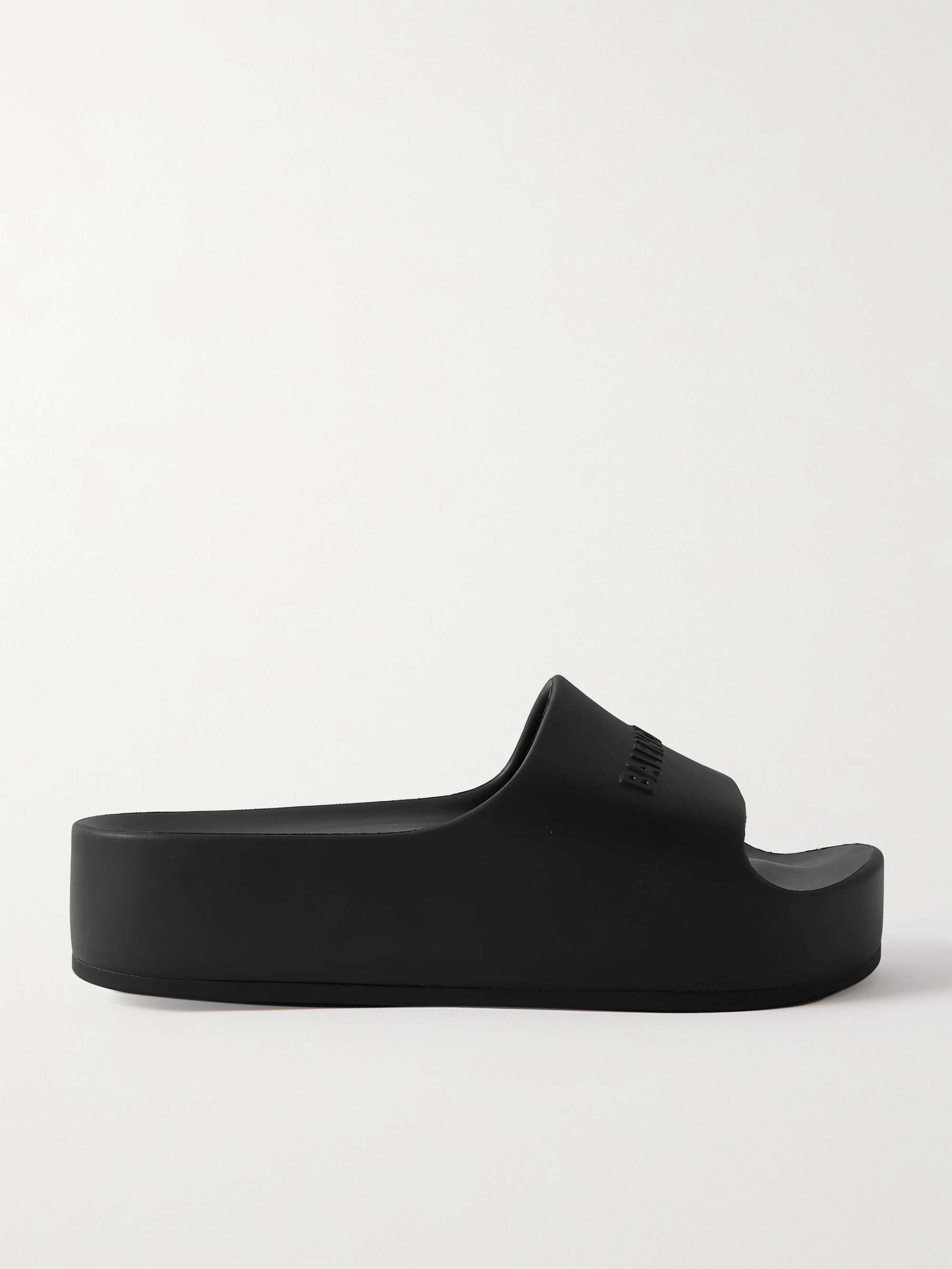 Black Mono logo-embossed rubber platform slides | BALENCIAGA | NET-A-PORTER