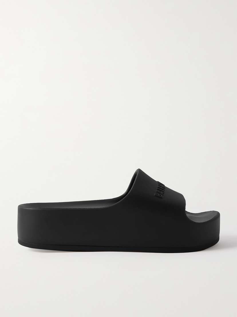Balenciaga Mono Logo-embossed Rubber Platform Slides
