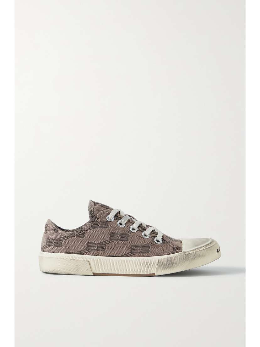 Balenciaga Paris Distressed Logo-jacquard Canvas Sneakers