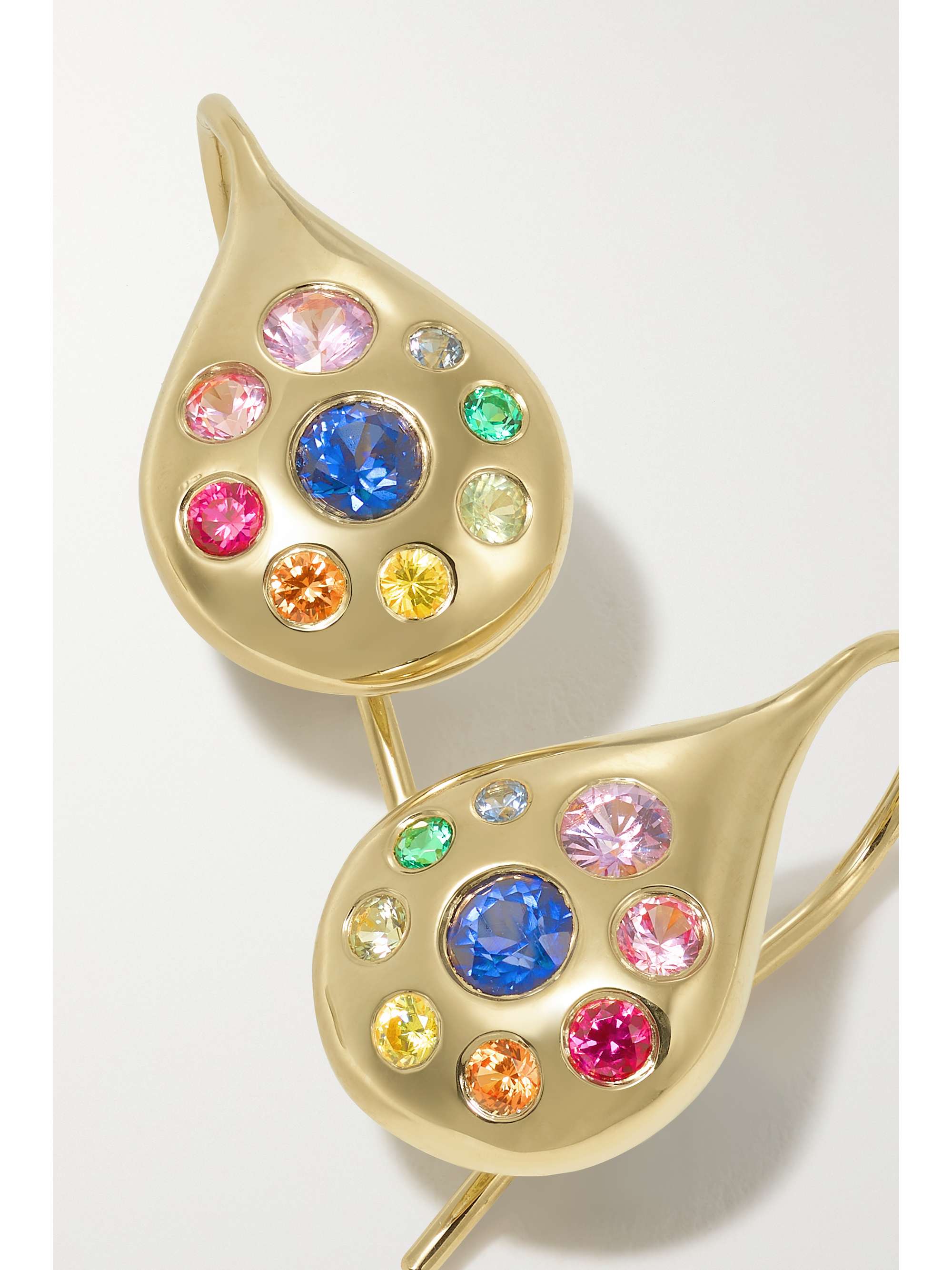 BRENT NEALE Petal small 18-karat gold, sapphire and emerald earrings