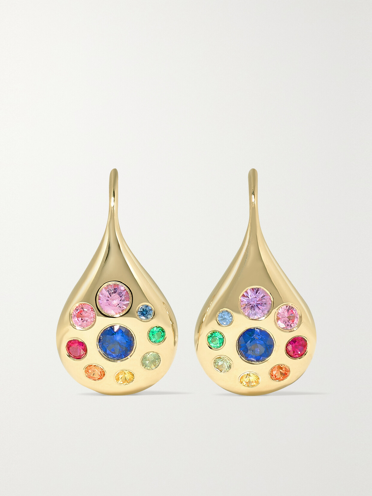 Shop Brent Neale Petal Small 18-karat Gold, Sapphire And Emerald Earrings