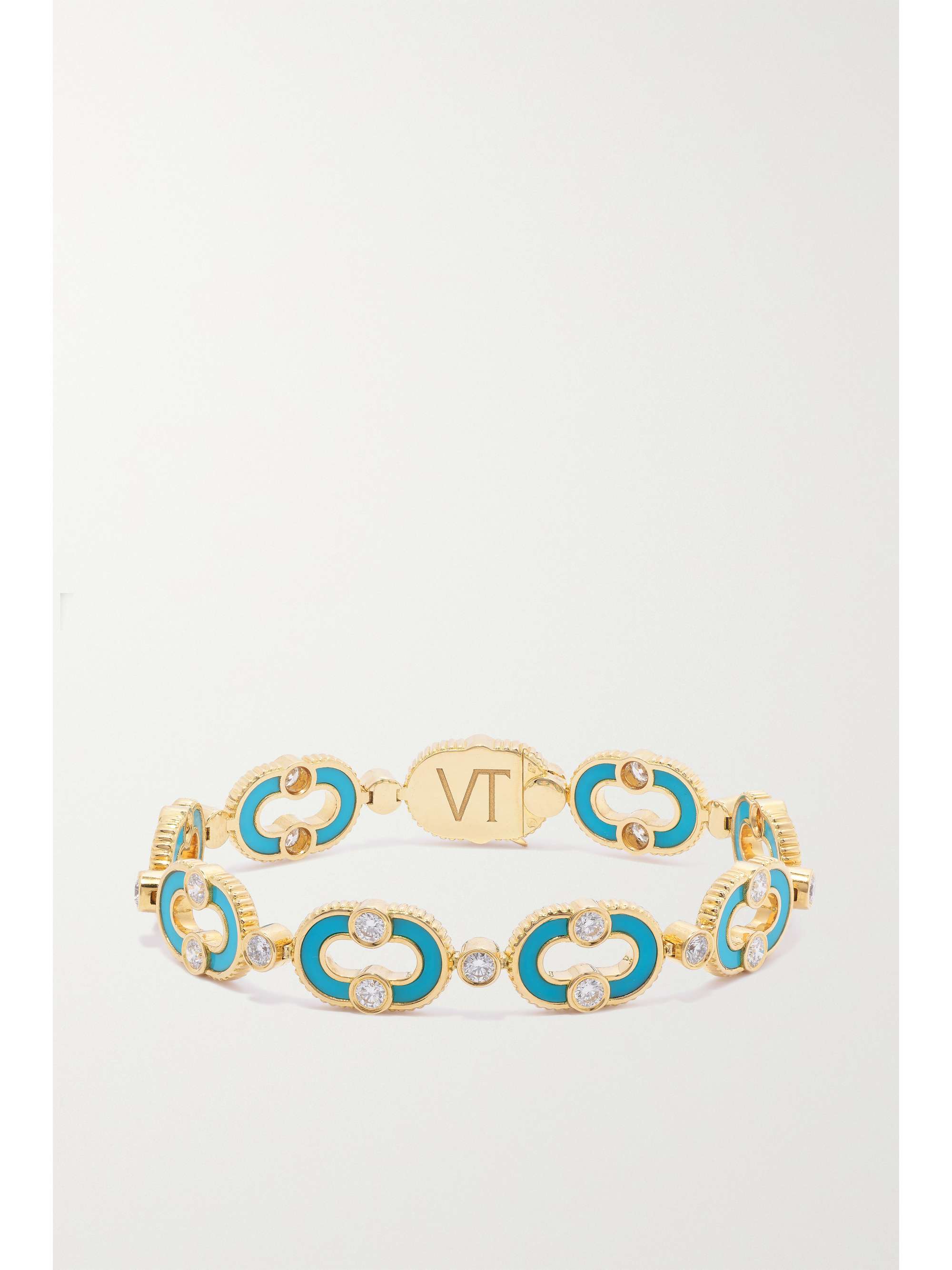 VILTIER Magnetic Enchainee 18-karat gold, turquoise and diamond ...