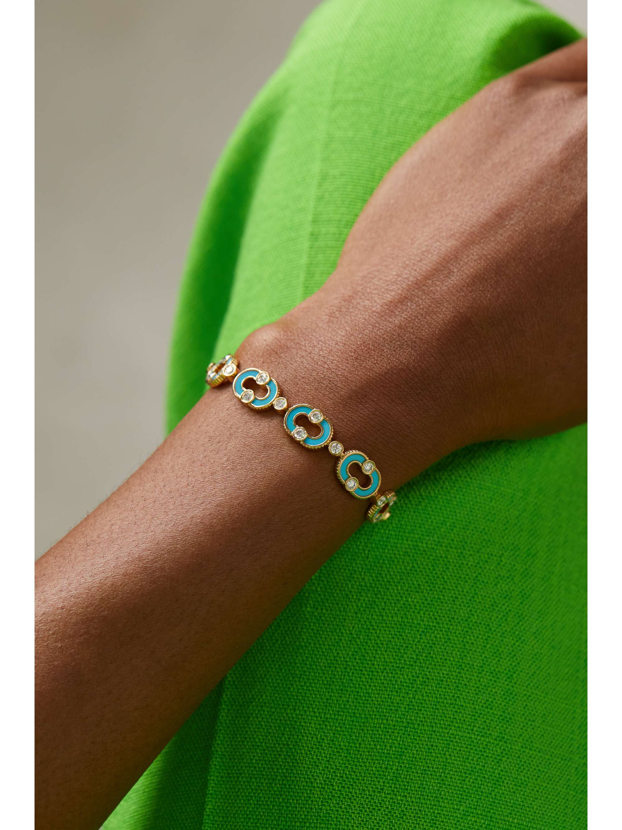 VILTIER Magnetic Enchainee 18-karat gold, turquoise and diamond bracelet