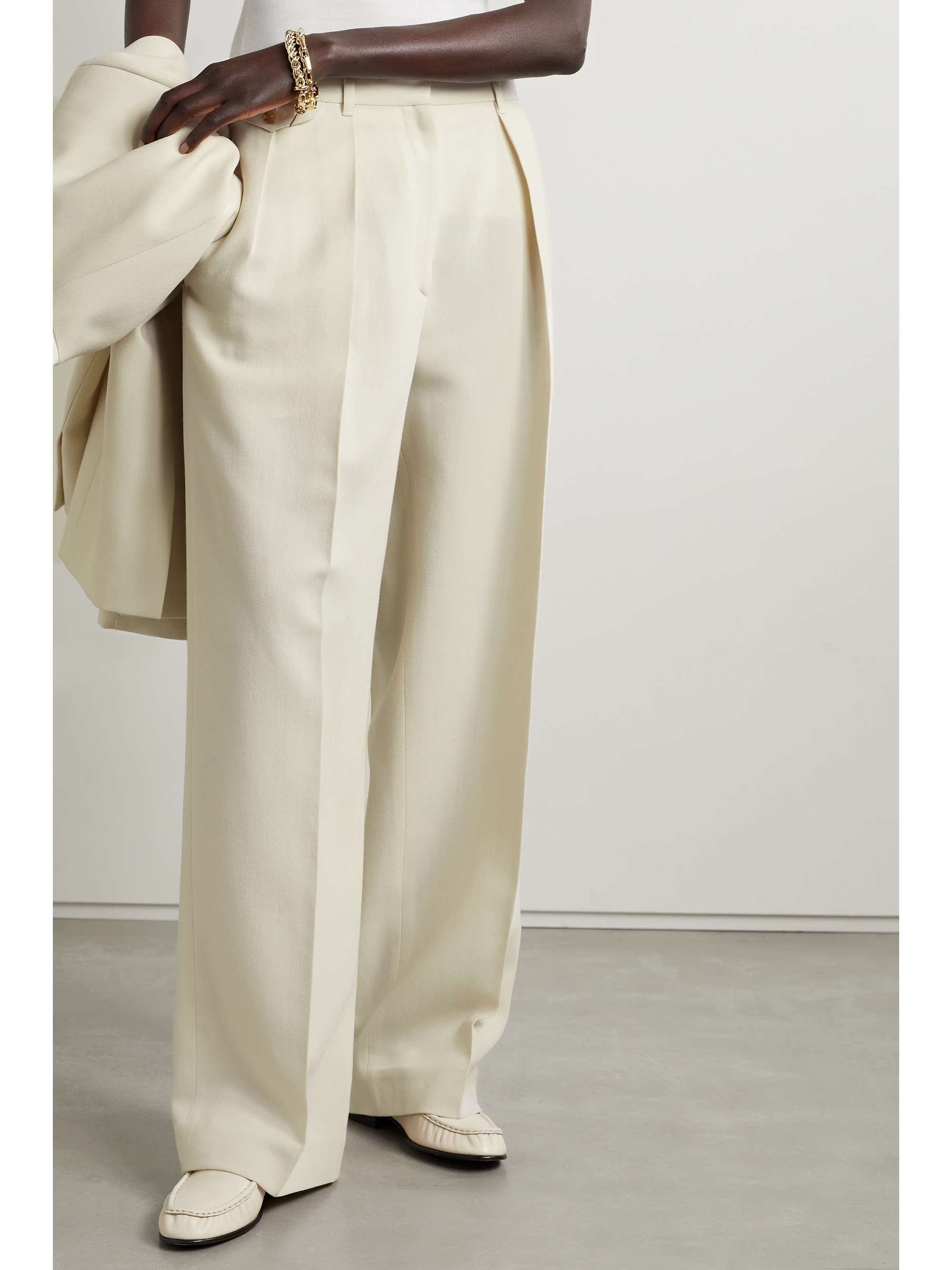 THE ROW Marcelina pleated wool and silk-blend wide-leg pants