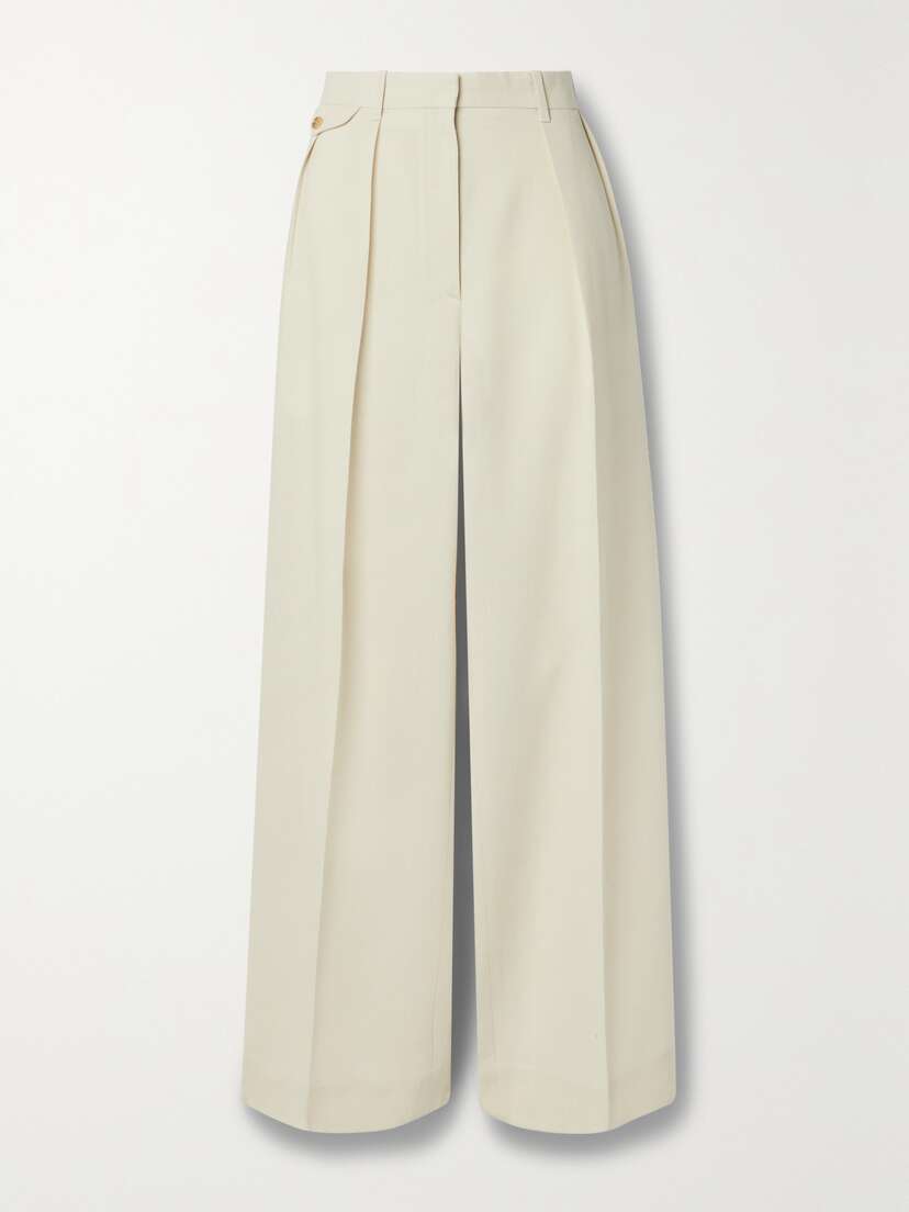 The Row Marcelina Pleated Wool And Silk-blend Wide-leg Pants