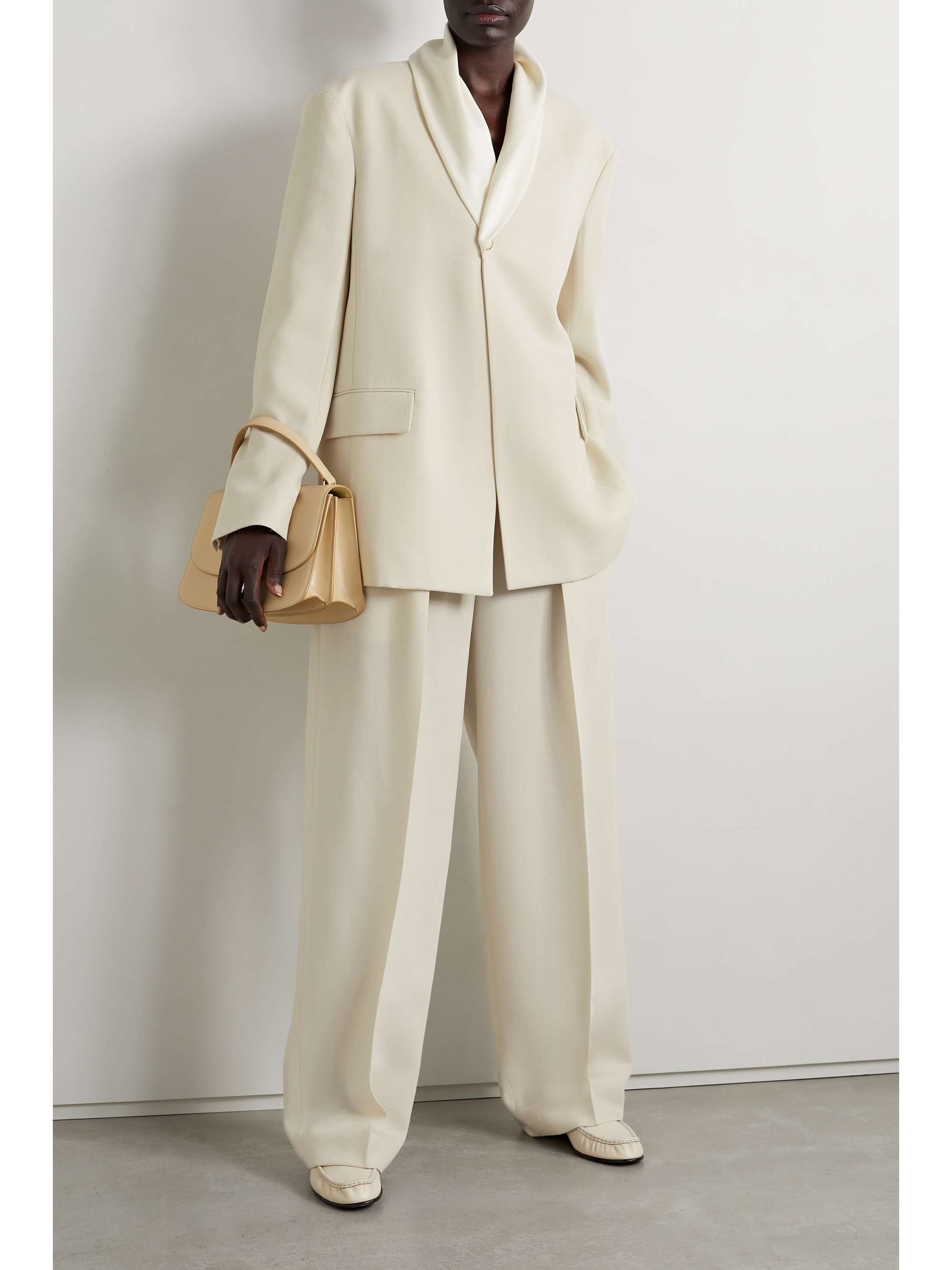 THE ROW Marcelina pleated wool and silk-blend wide-leg pants