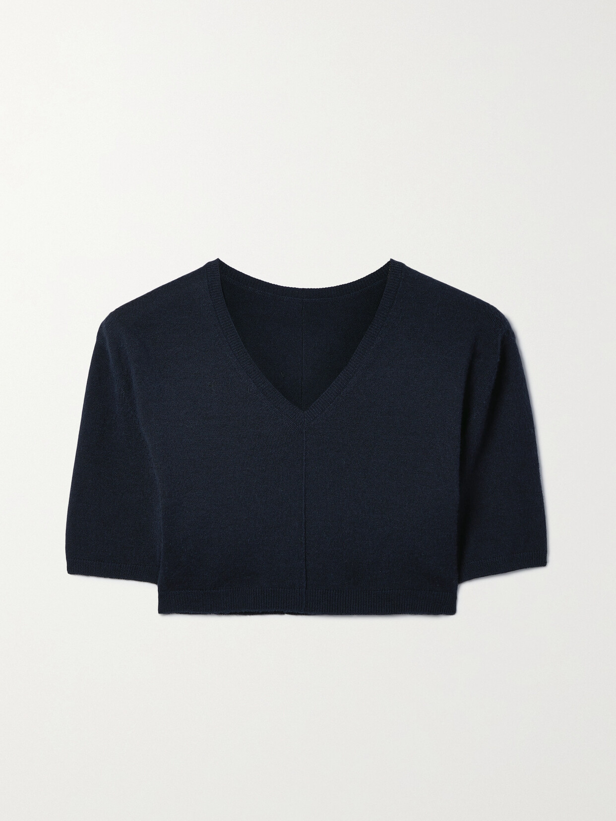 The Row Vic Cropped Wool And Silk-blend T-shirt