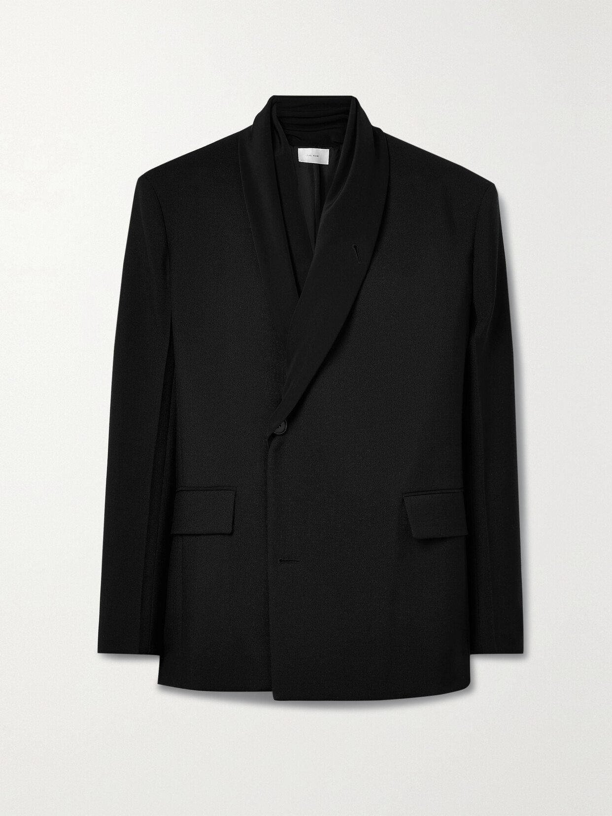 The Row - Ares Oversized Crepe De Chine And Wool And Mohair-blend Piqué Blazer - Black