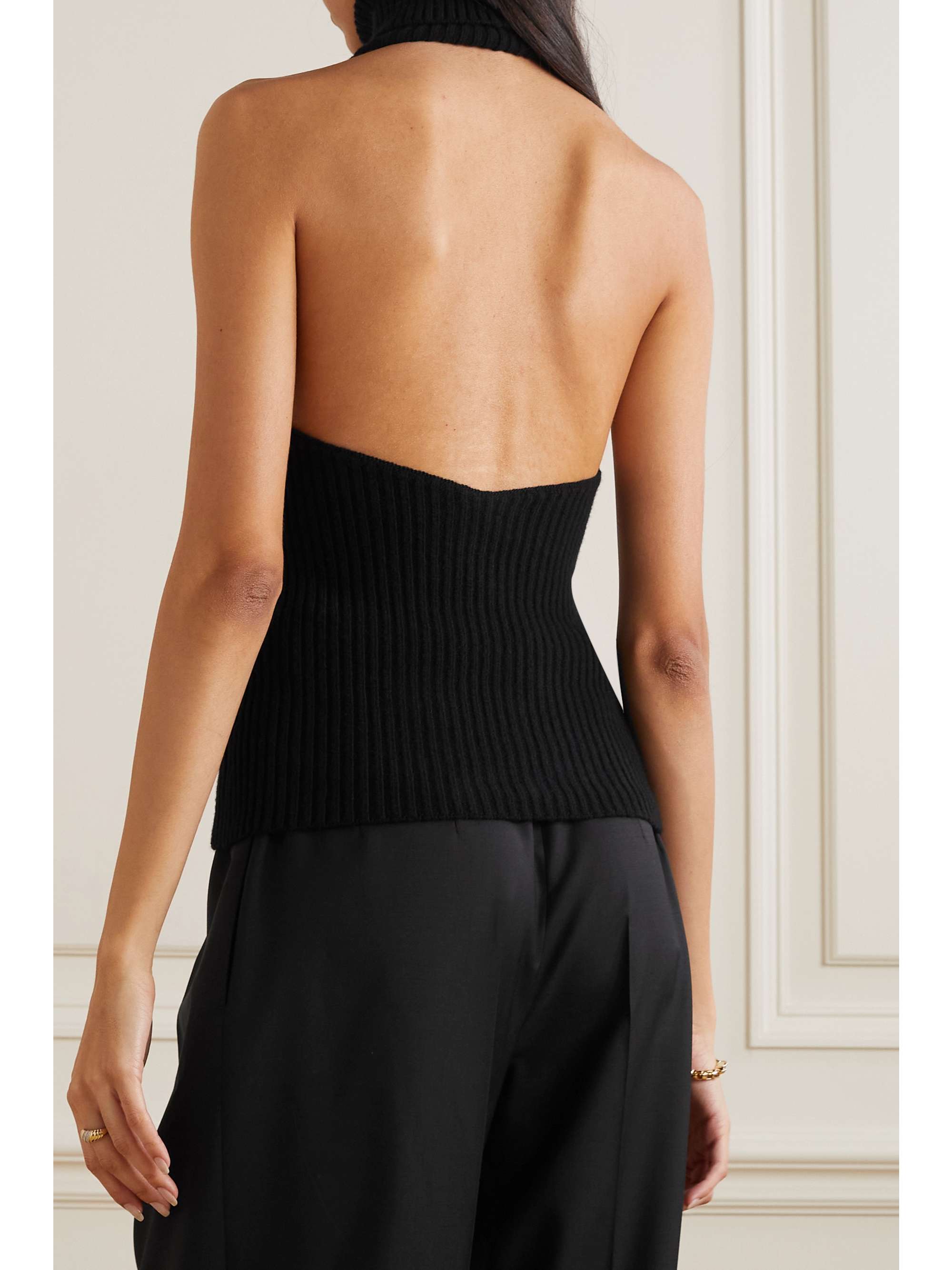 THE ROW Edita open-back ribbed wool and cashmere-blend turtleneck top
