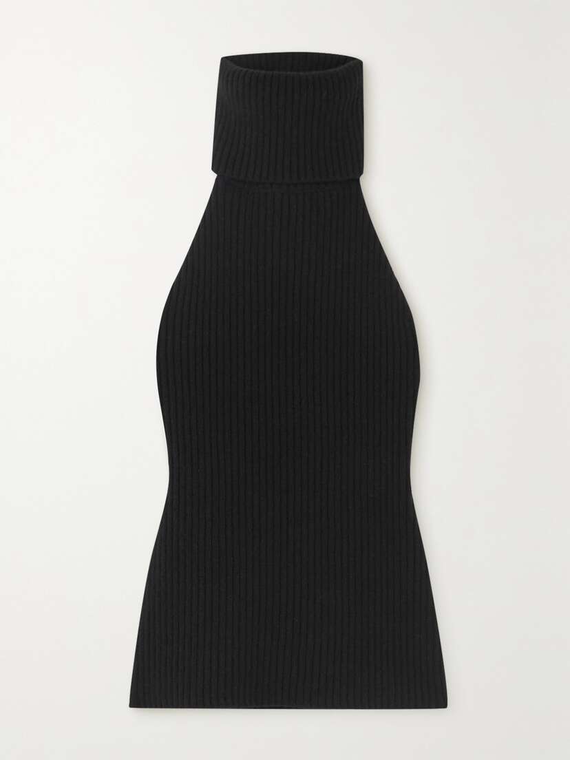 The Row Edita Open-back Ribbed Wool And Cashmere-blend Turtleneck Top