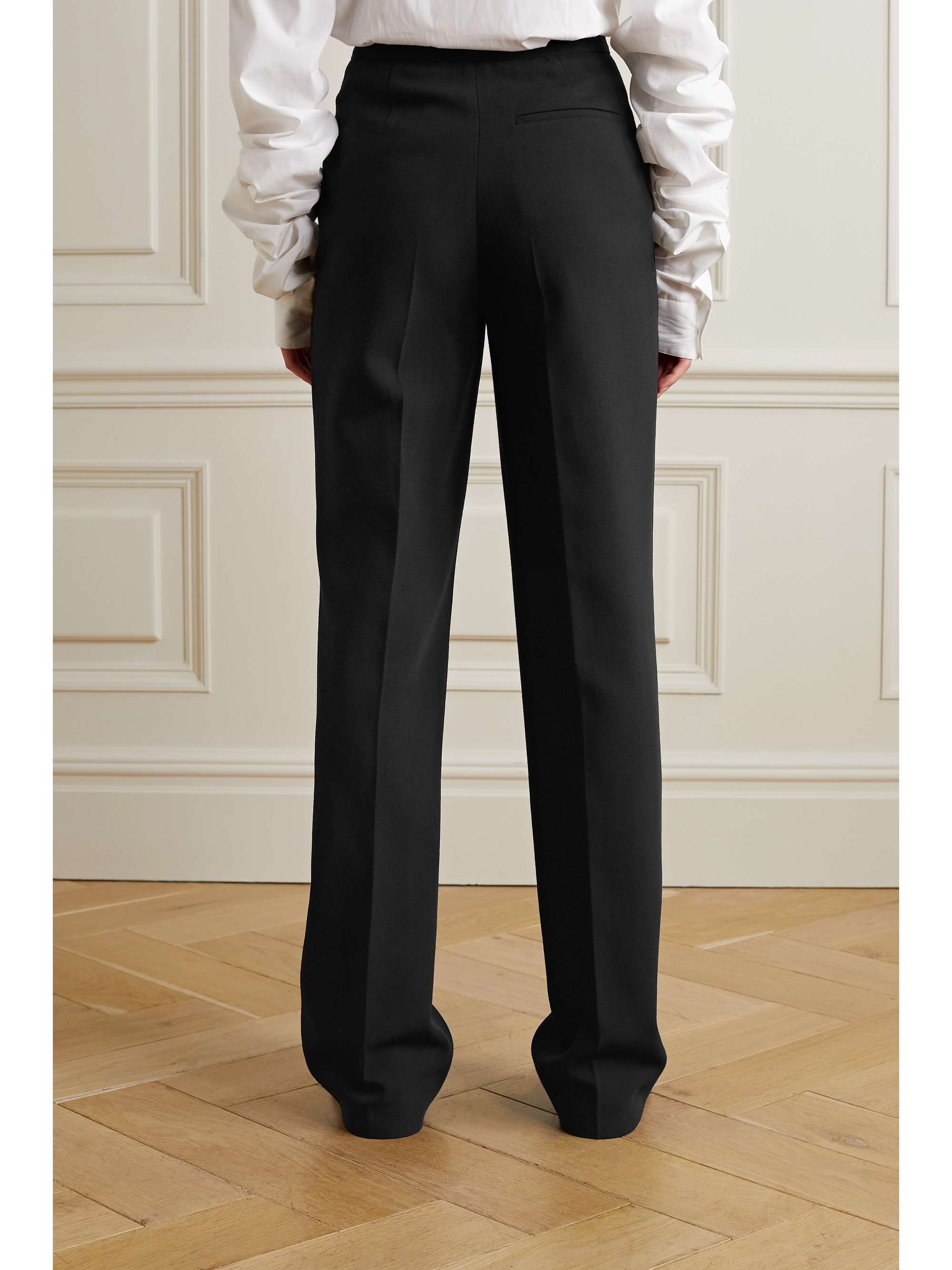 THE ROW Elia wool and silk-blend piqué straight-leg pants