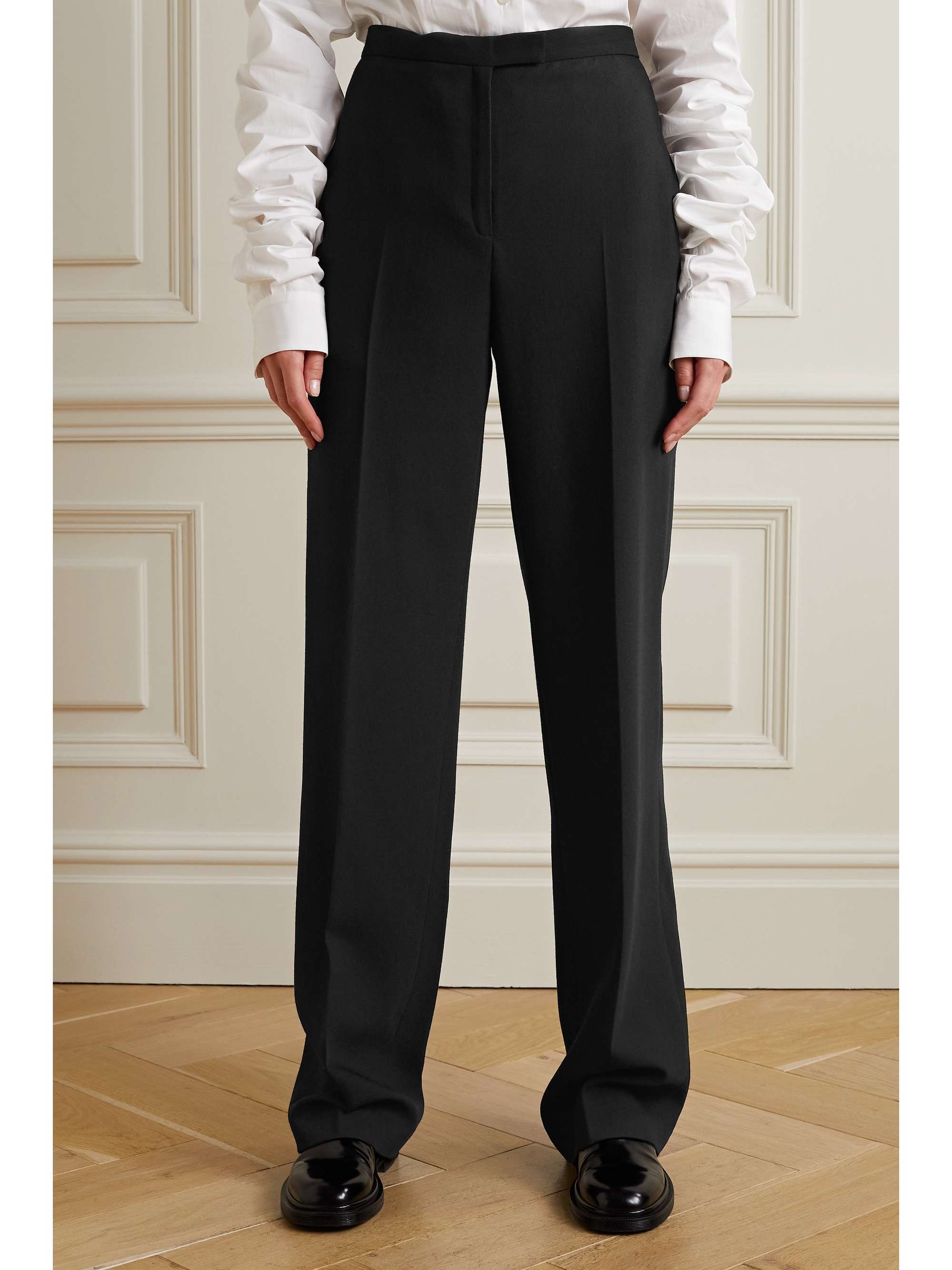 THE ROW Elia wool and silk-blend piqué straight-leg pants