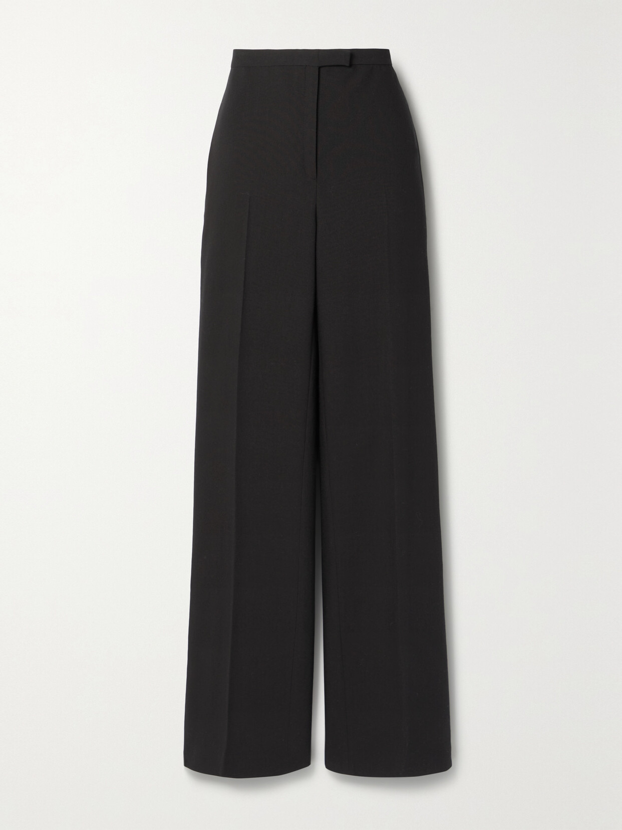 The Row Elia Wool And Silk-blend Piqué Straight-leg Pants In Black