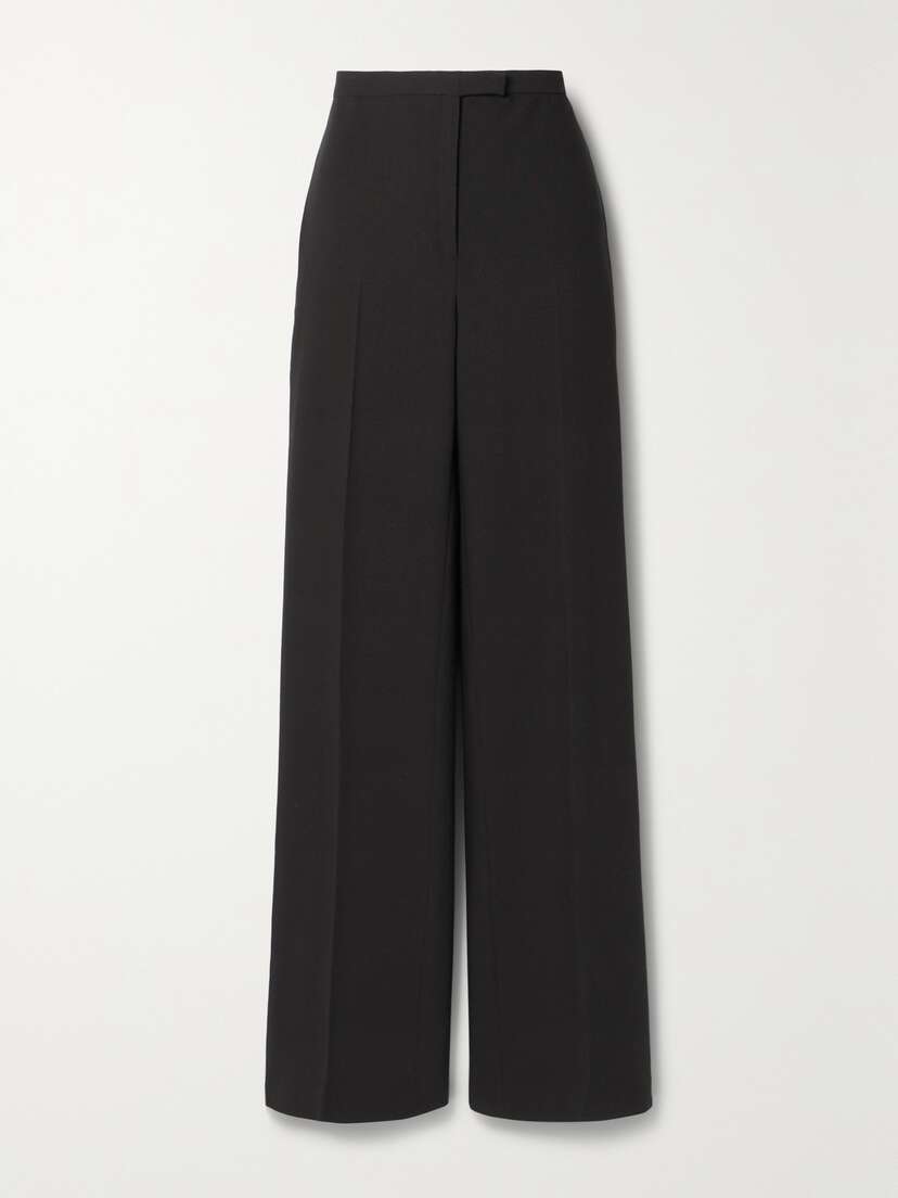 The Row Elia Wool And Silk-blend Piqué Straight-leg Pants