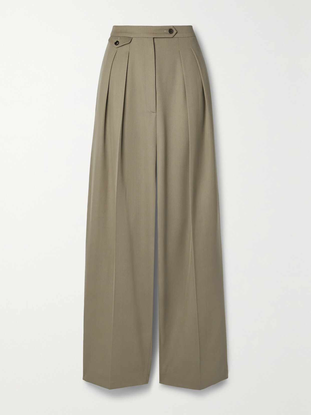 Shop The Row Marcellita Pleated Wool-twill Wide-leg Pants In Neutrals